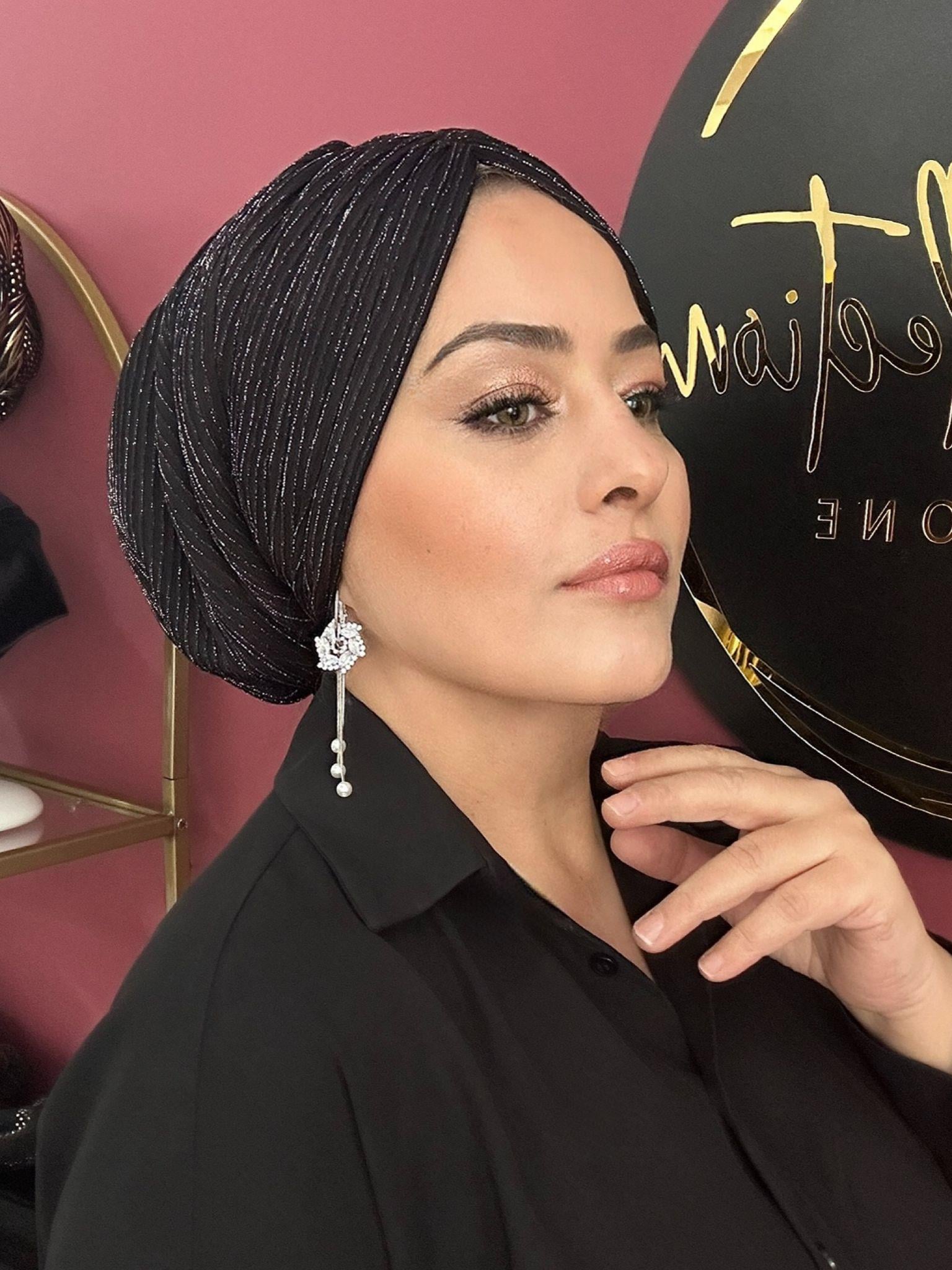 SİYAH GÜMÜŞ SİMLİ DRAPE DOLGULU BONE