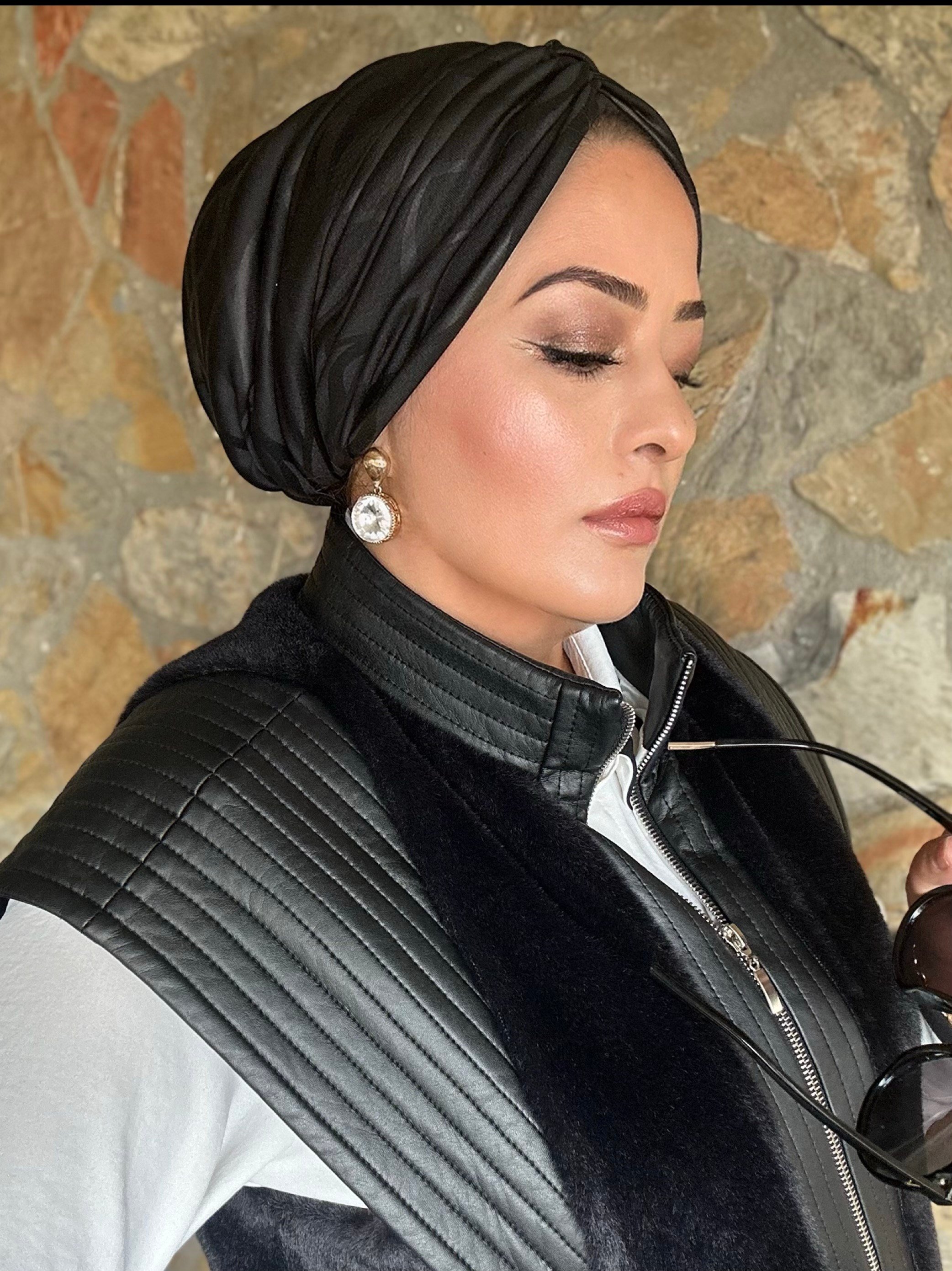 SİYAH JAKARLI DRAPE DOLGULU BONE