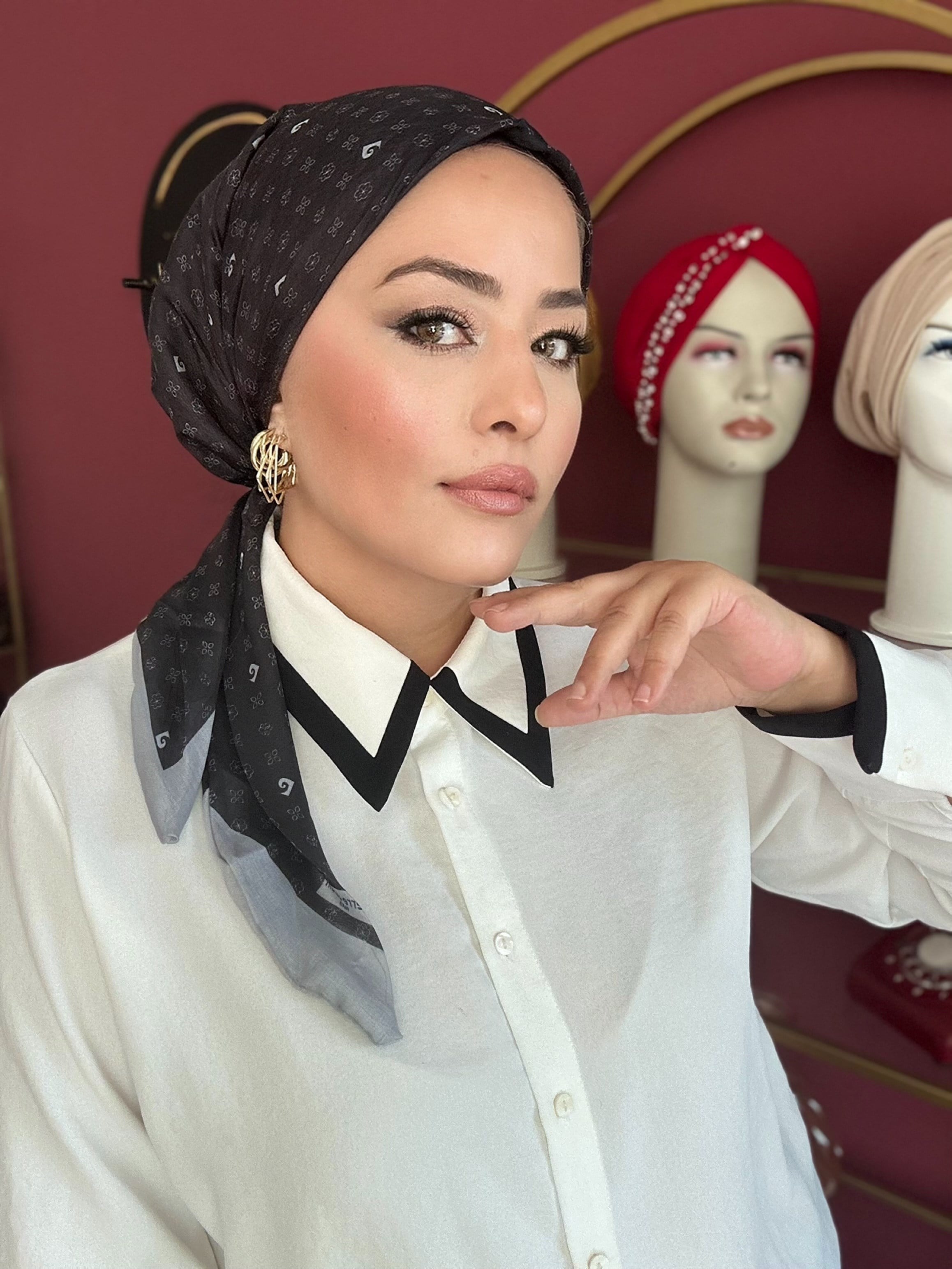 SİYAH PR DESEN EŞARP BONE