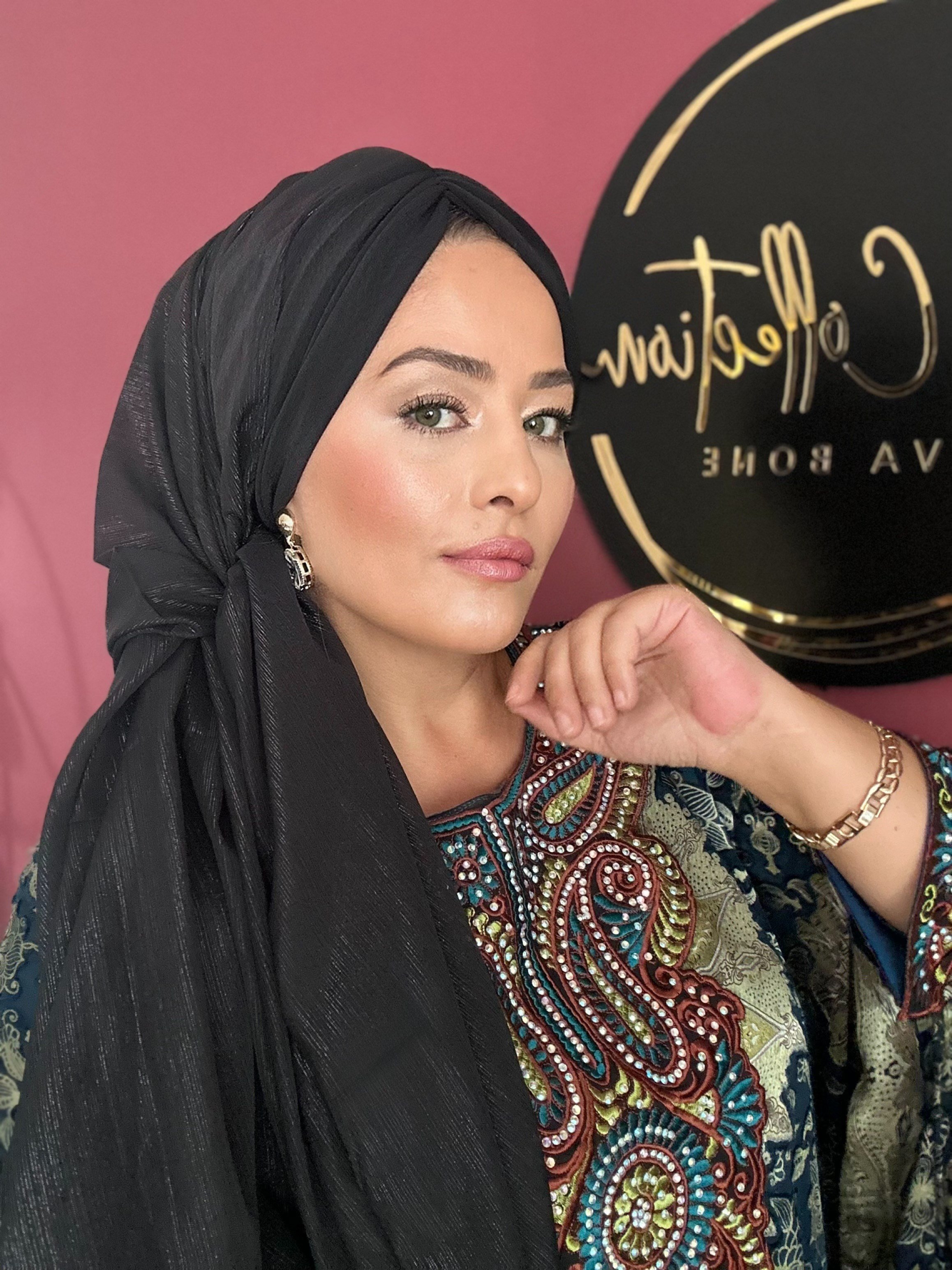 SİYAH SİMLİ  DRAPE MODEL DOLGULU BONEŞAL