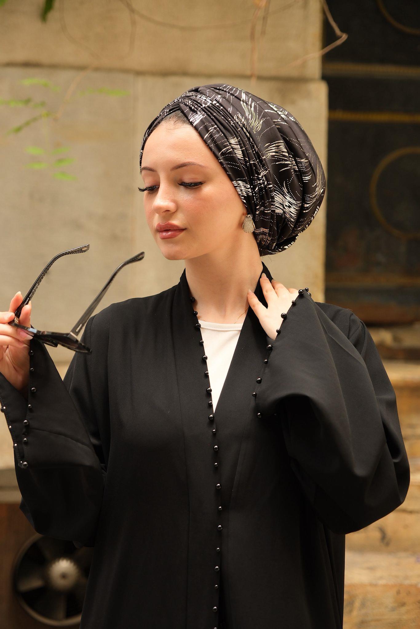 SİYAH VARAKLI DRAPE MODEL DOLGULU BONE
