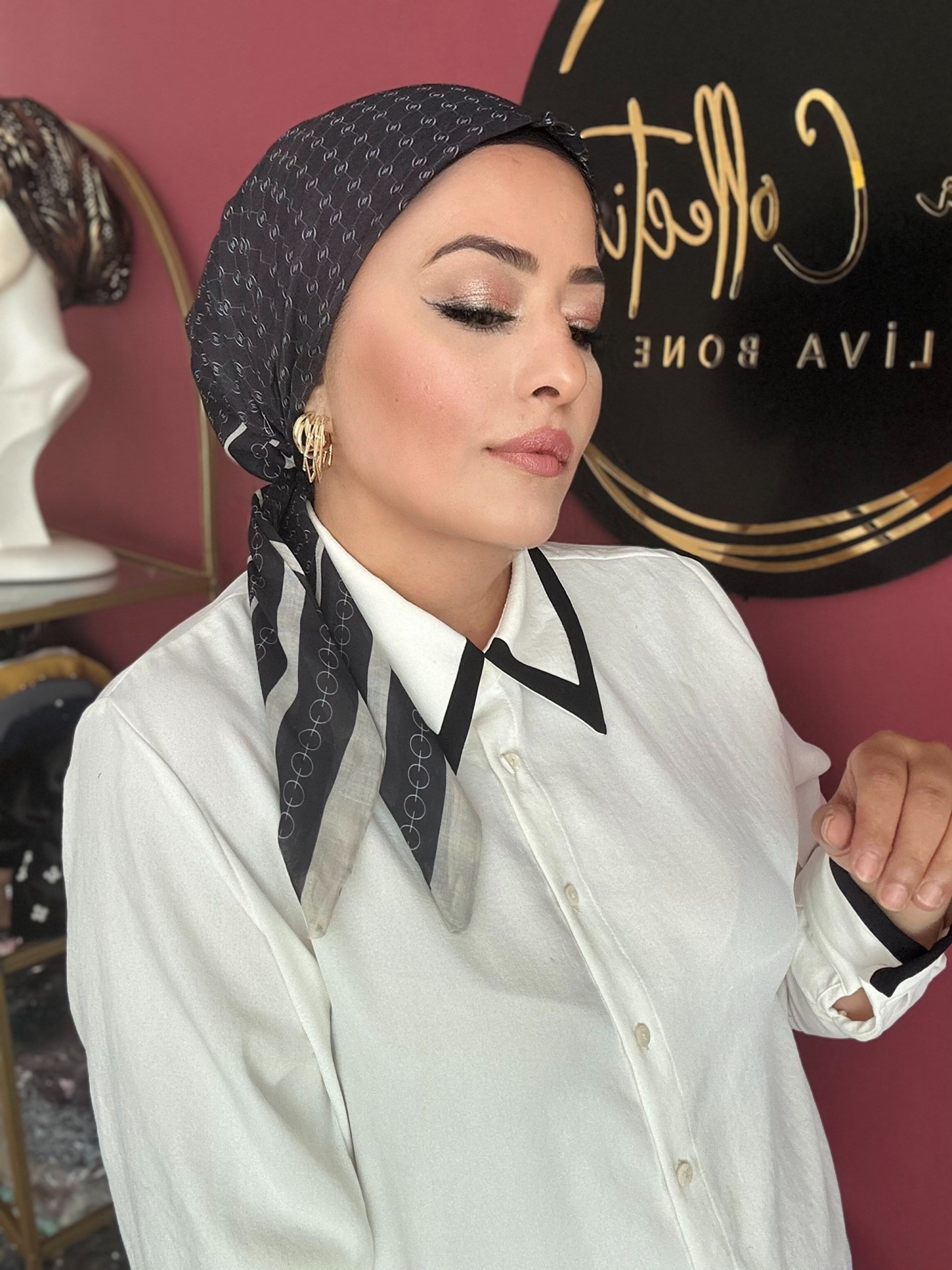 SİYAH VK DESEN EŞARP BONE