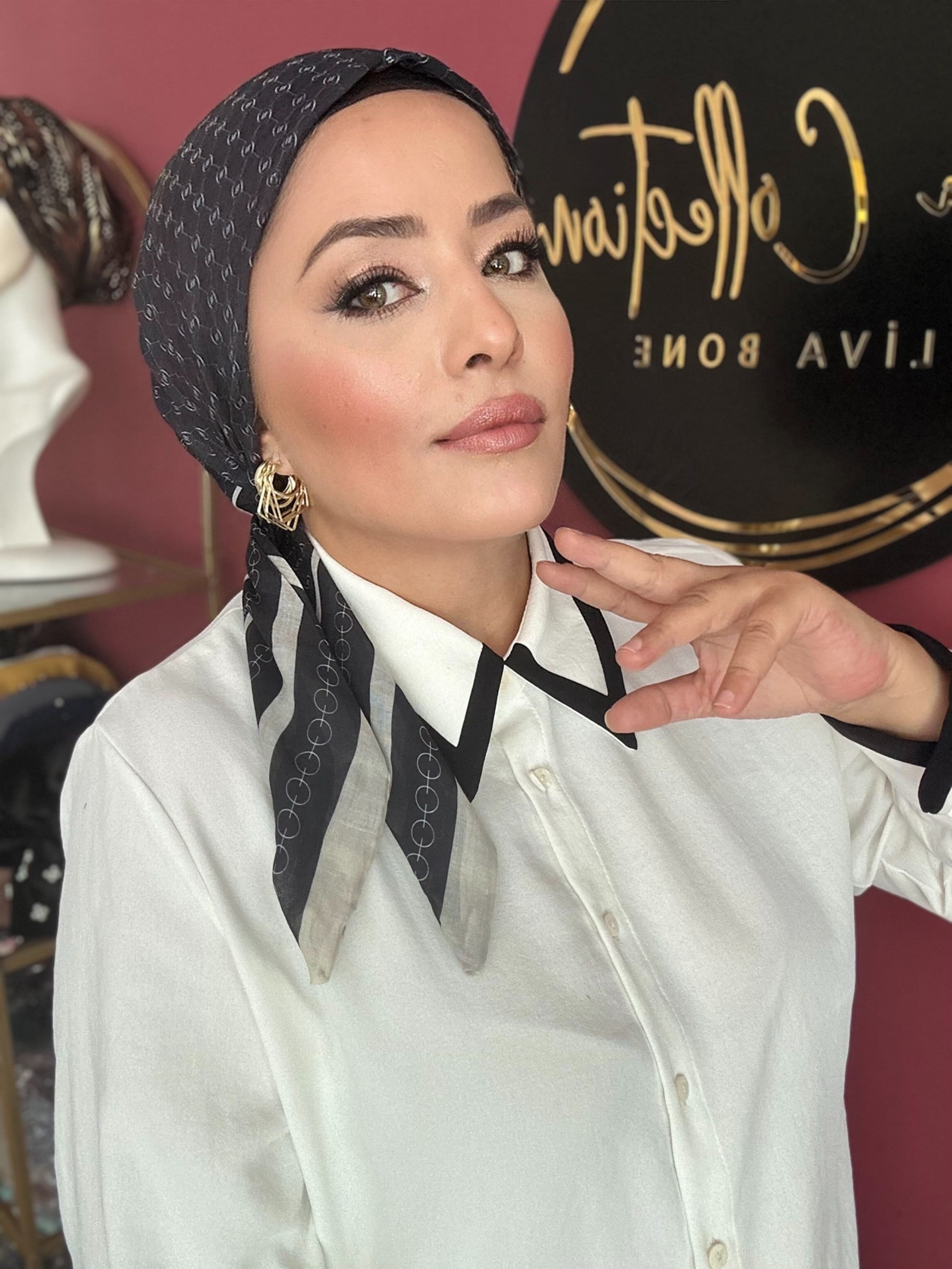 SİYAH VK DESEN EŞARP BONE