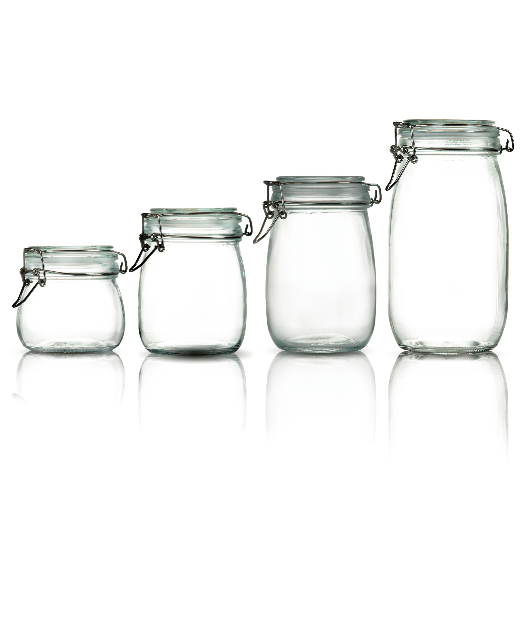 4'lü Set Korken Kavanoz Vakumlu Kilitli Cam Saklama Kavanozu 500 ml - 750 ml - 1000 ml - 1500 ml
