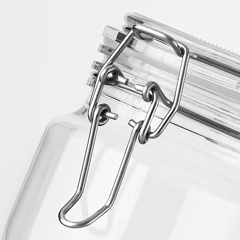 Korken Kare Kavanoz 2000 ml Vakumlu Kilitli Cam Saklama Kavanozu 