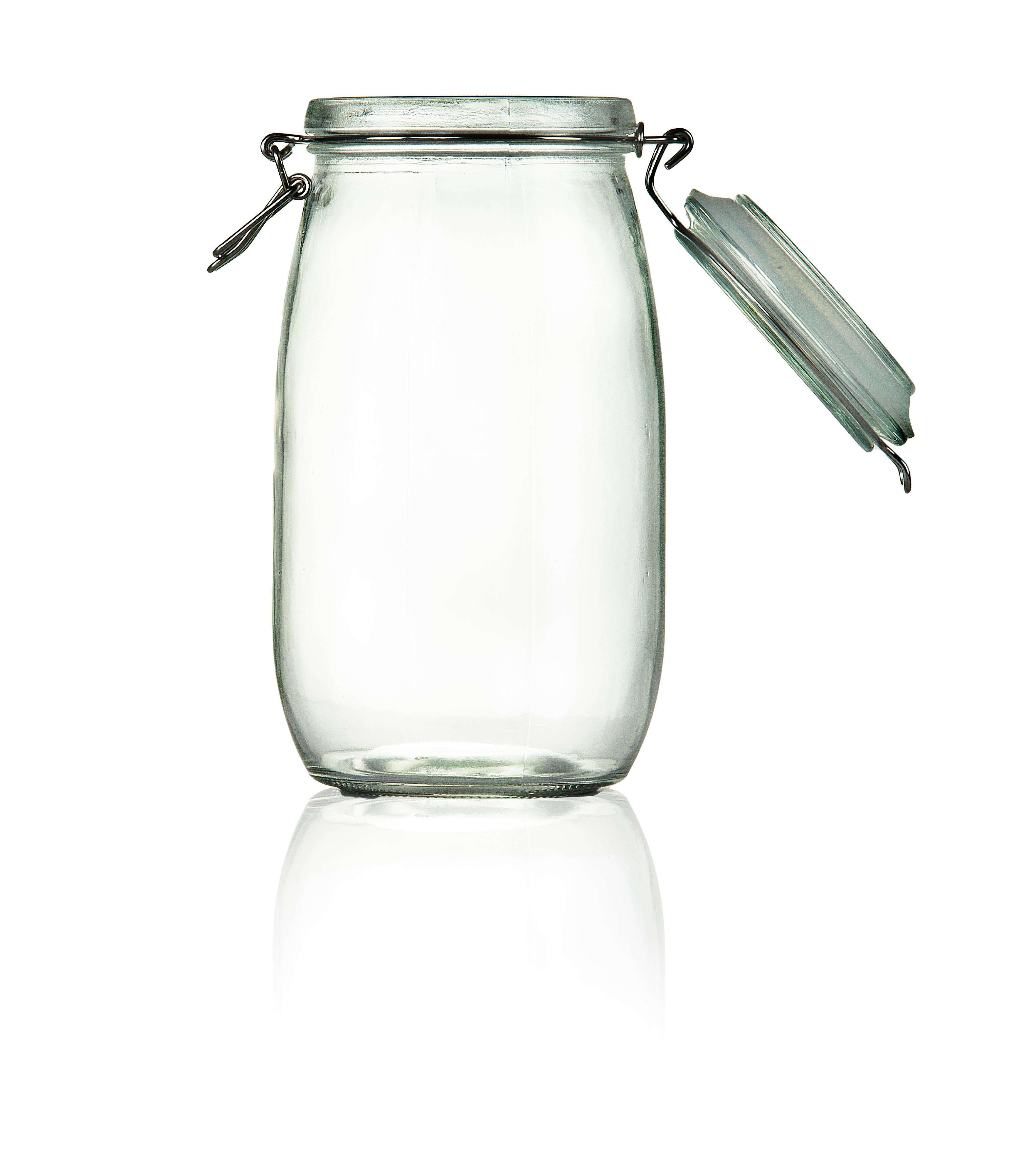 Korken Kavanoz 1500 ml Vakumlu Kilitli Cam Saklama Kavanozu 