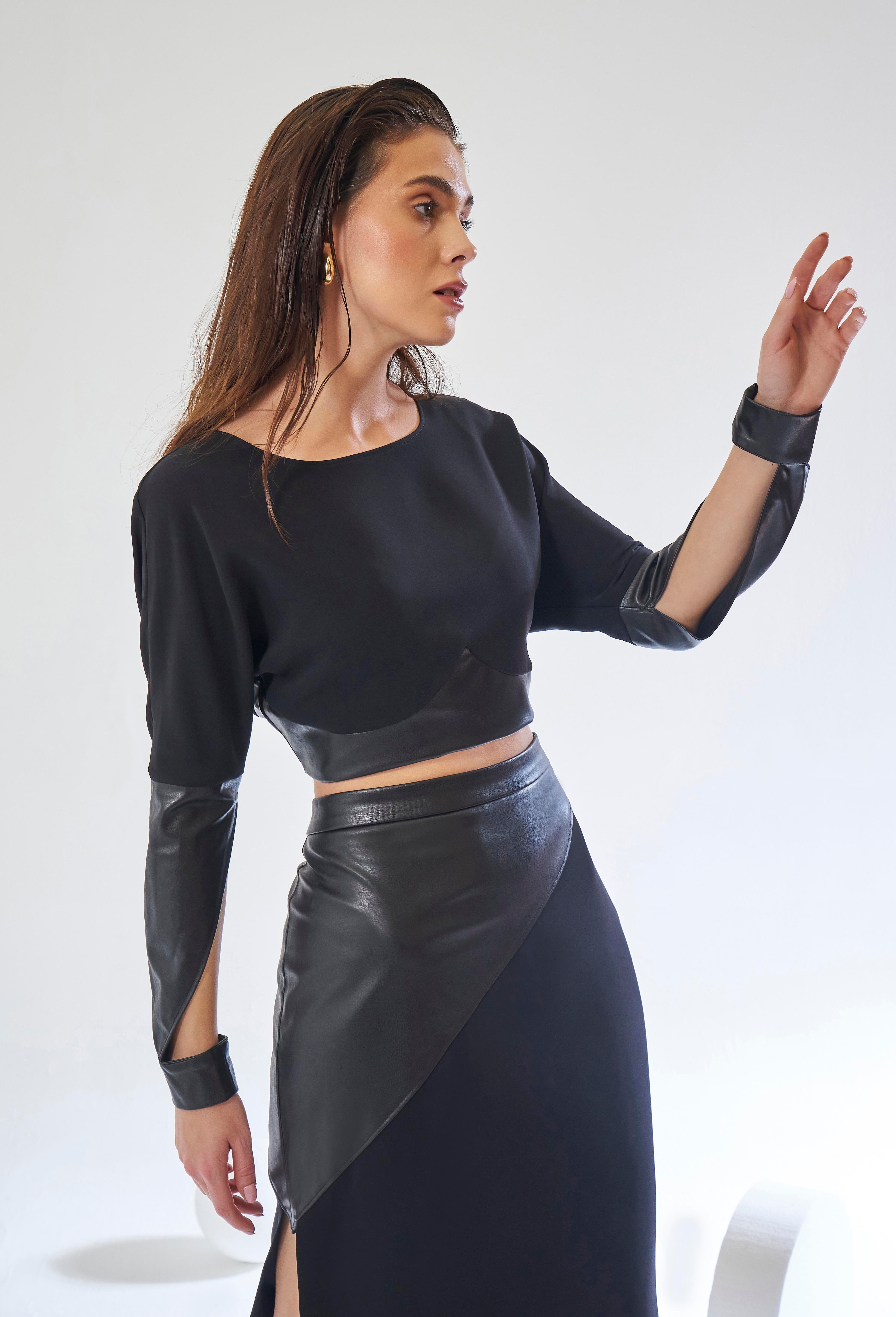 Maia Midi Skirt - Siyah Midi Etek