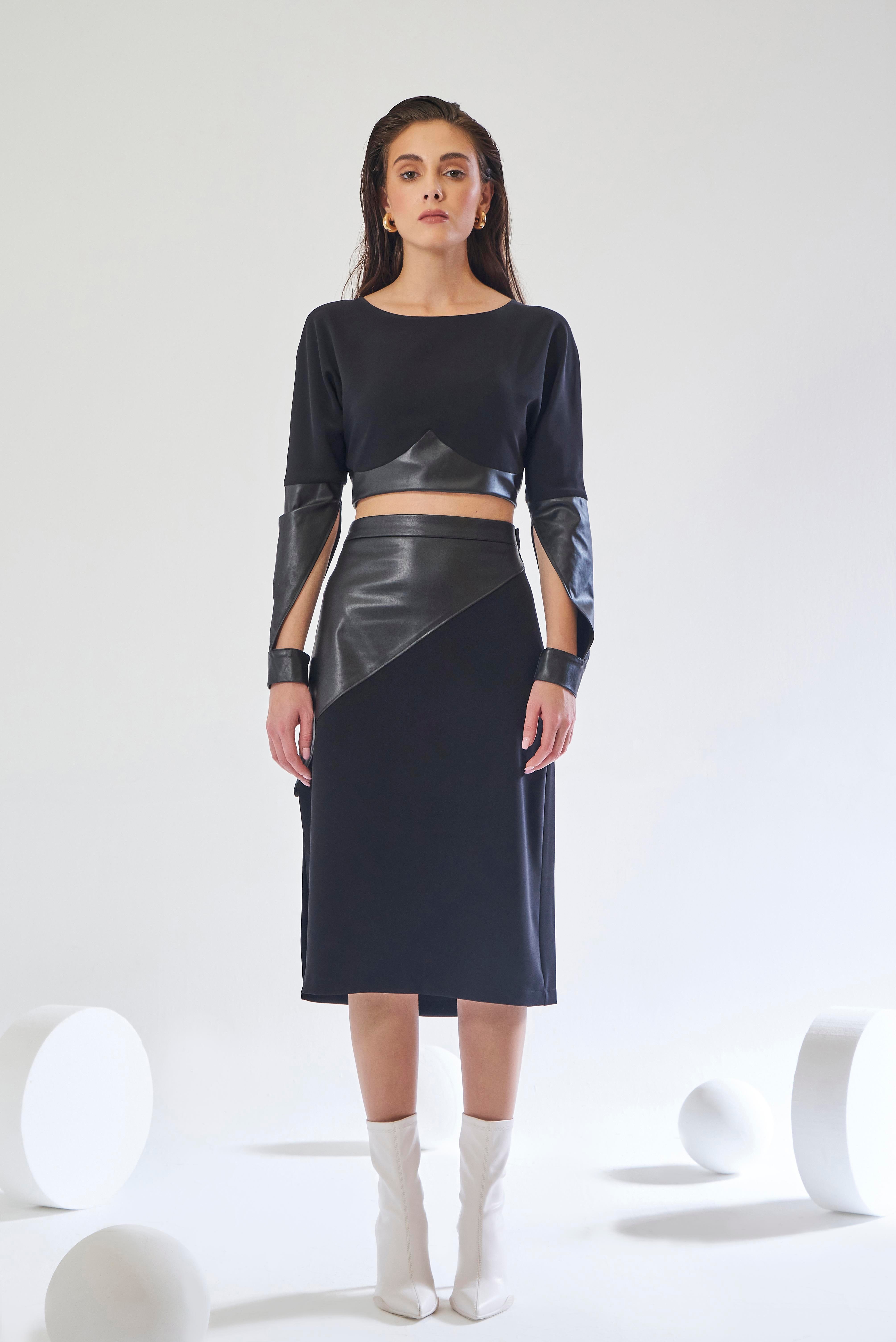 Maia Midi Skirt - Siyah Midi Etek