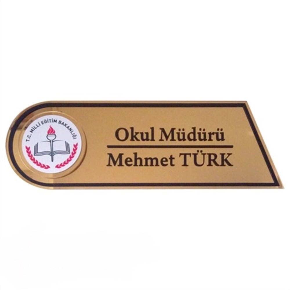 Logolu Okul Kapı İsimliği (Pleksi - 9cmx25cm)