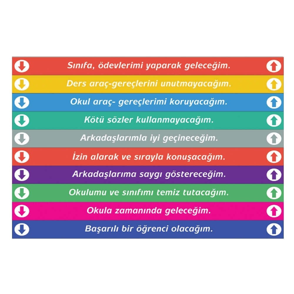 Okul Kuralları Merdiven Yazıları (Laminasyonlu)