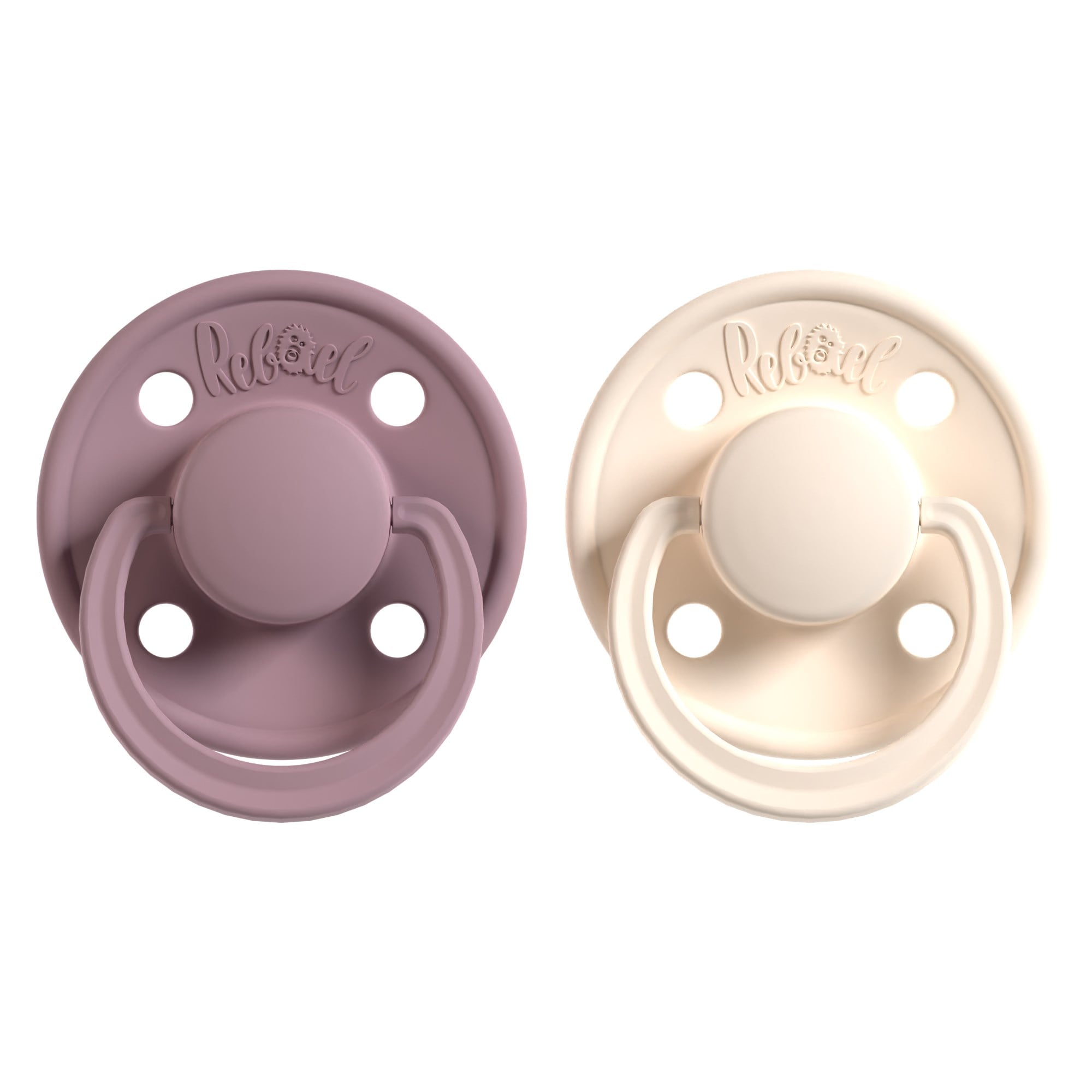 Rebael Mono Plum ve Champagne emzik seti Size 1 doğal kauçuk bebek emziği