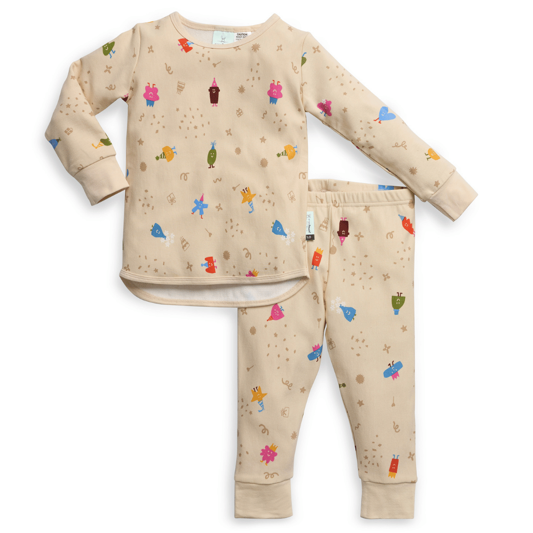 Organik Pamuklu 2 Parça Uzun Pijama (1.0 TOG) 4 Yaş - Birthday Blobs