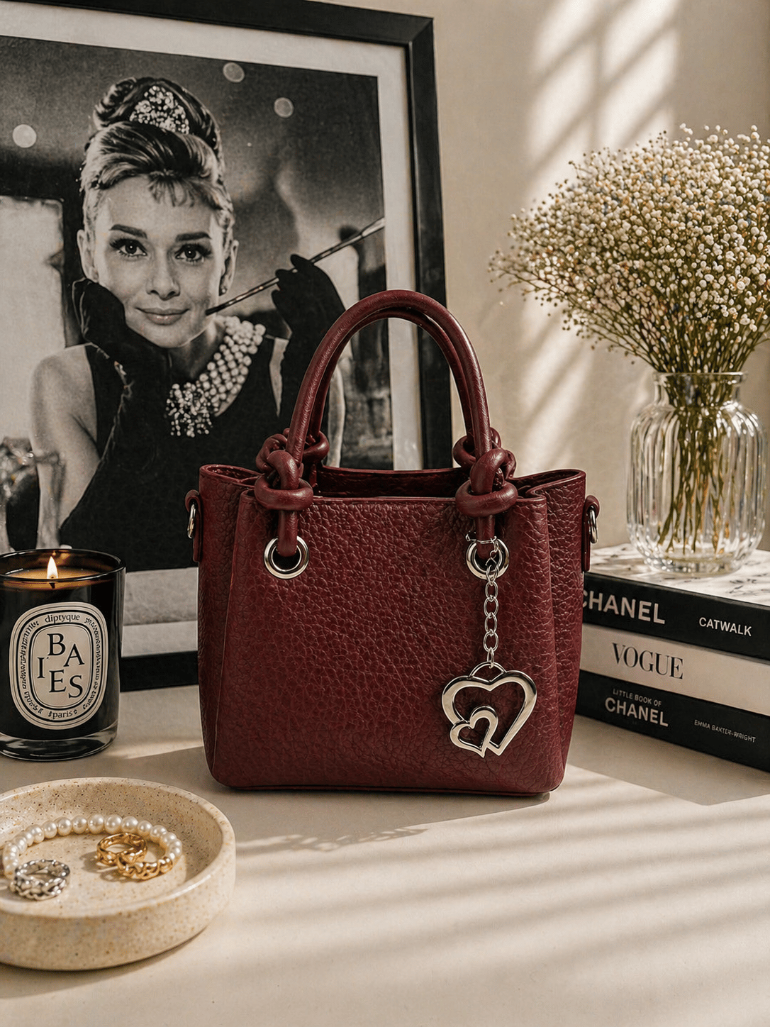 Kalp Charm Detaylı Mini Çanta