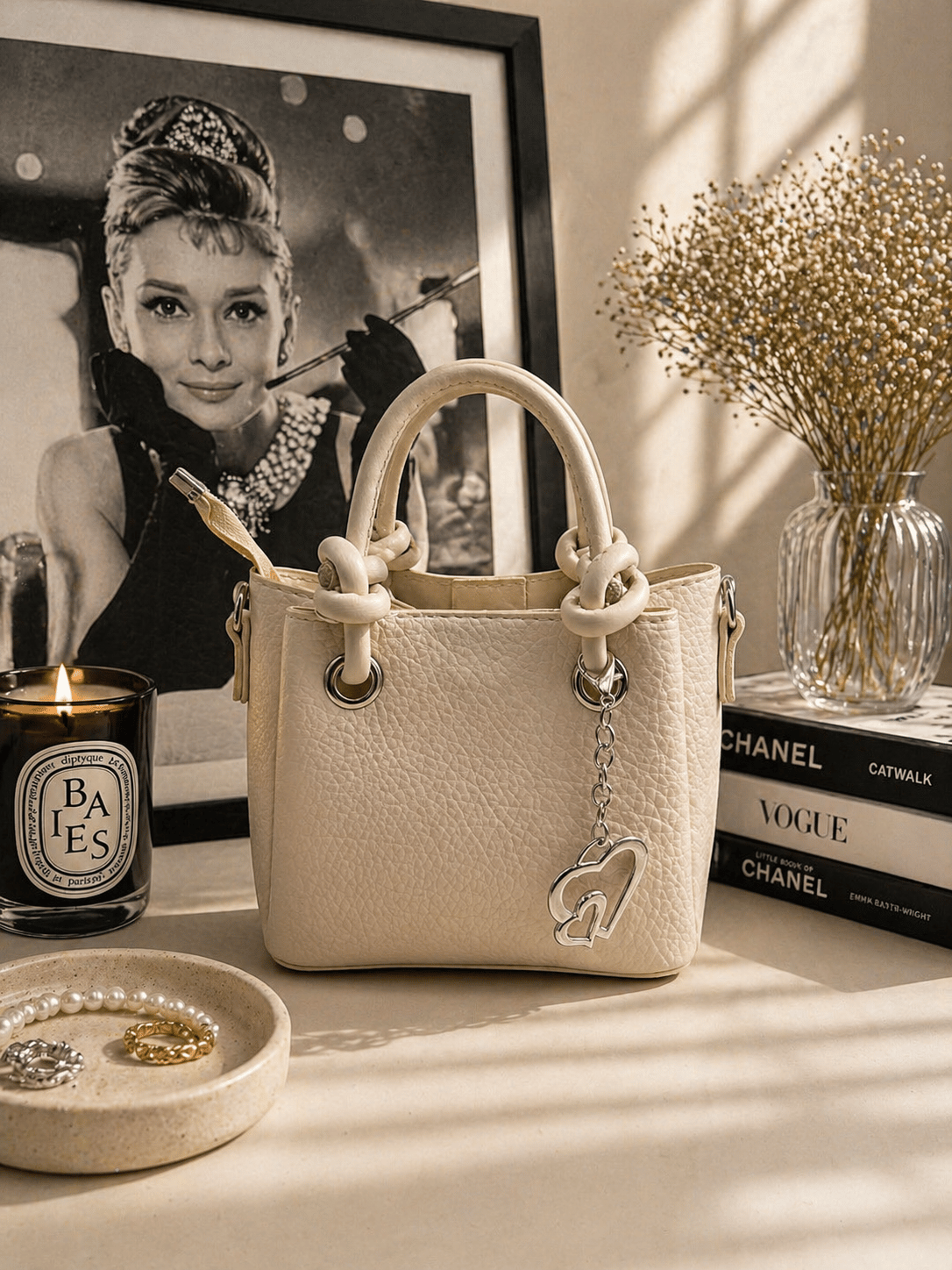 Kalp Charm Detaylı Mini Çanta