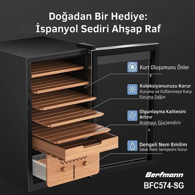 Berfmann Elektronik Humidor Puro Dolabı (574 Puro Kapasiteli)