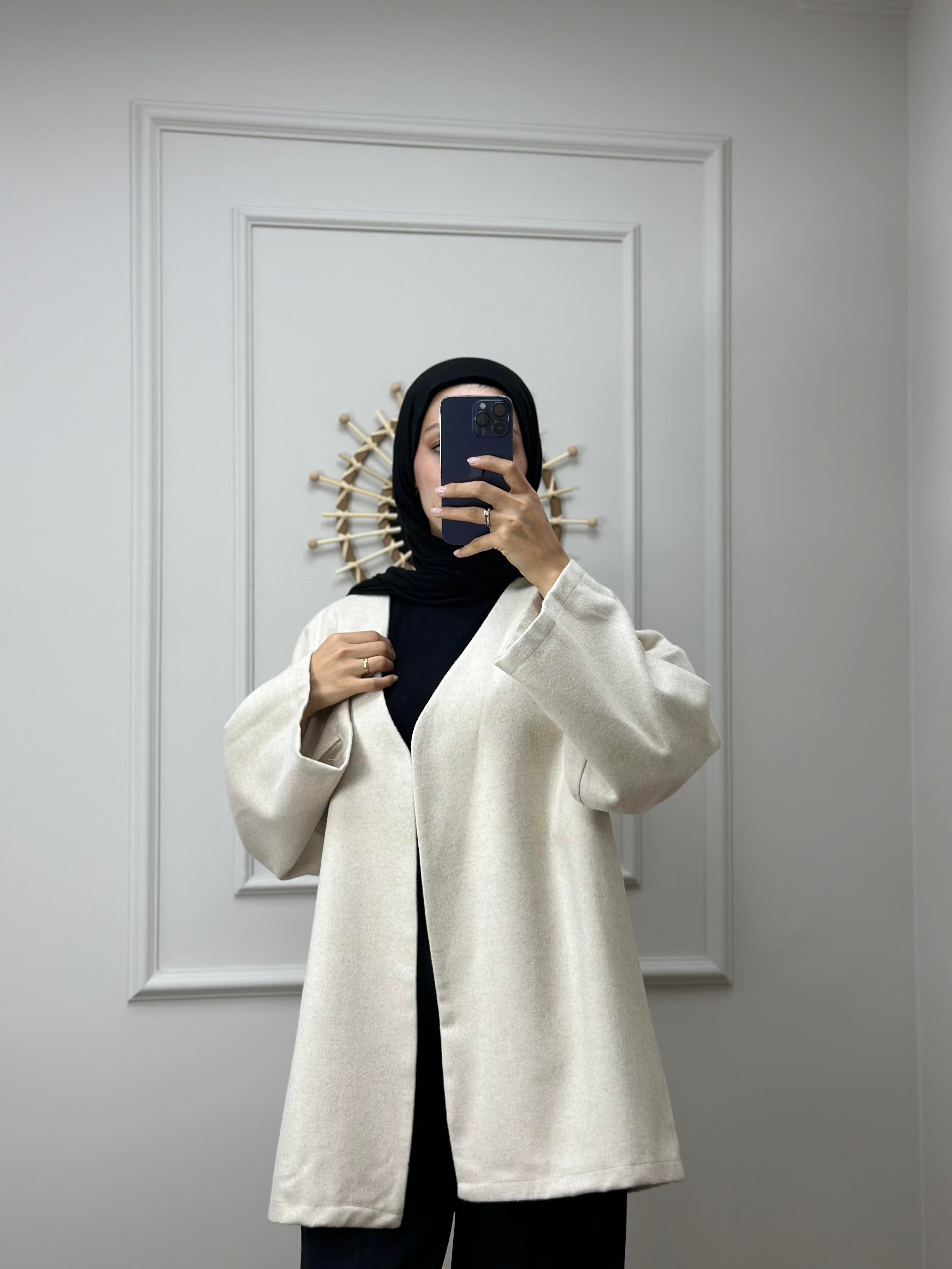 Bel Kemerli Kaşe Kimono