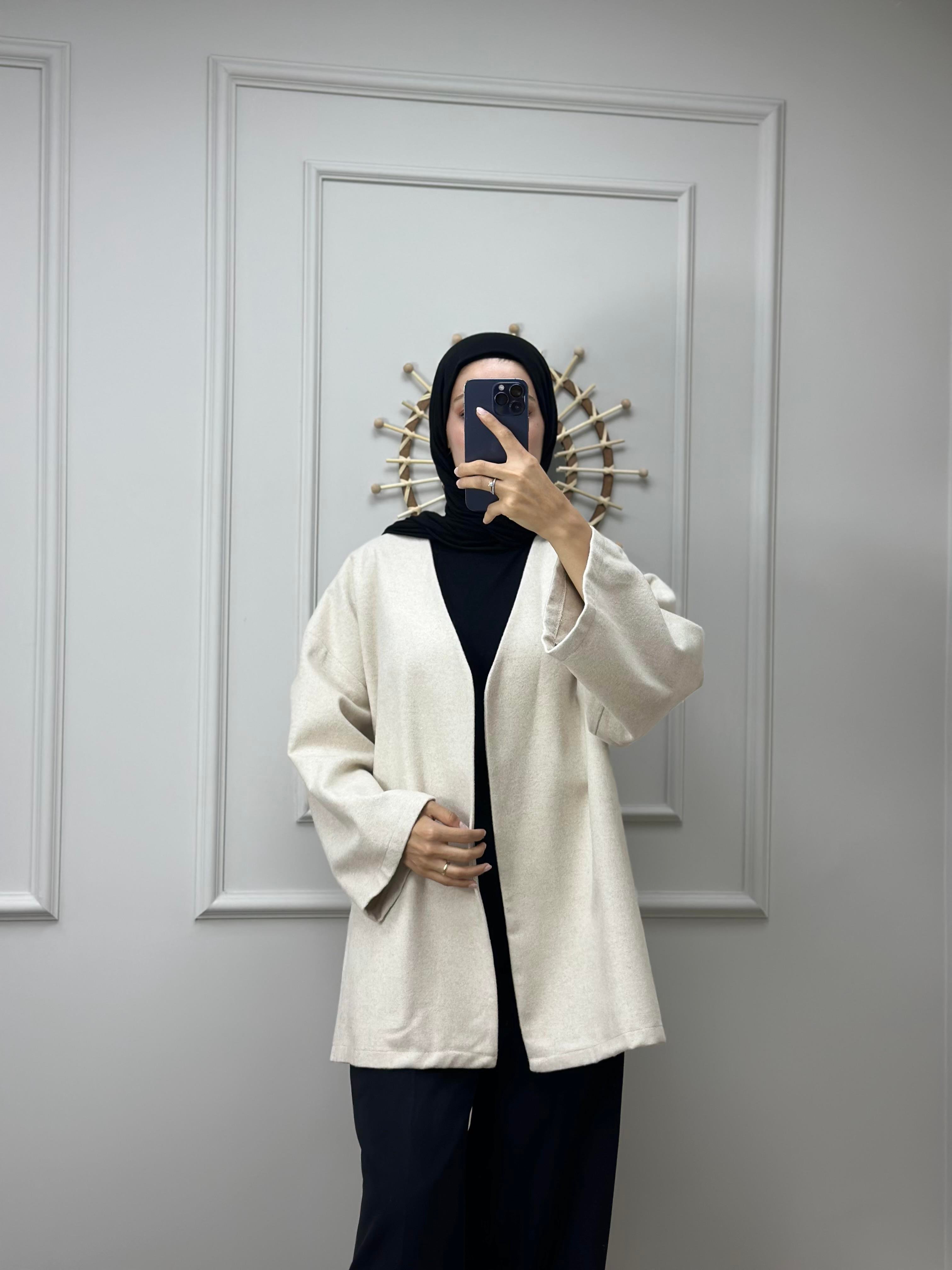 Bel Kemerli Kaşe Kimono