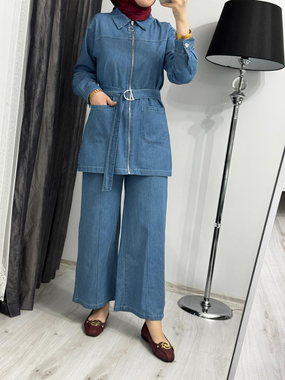 Cepli Kemerli Denim Set