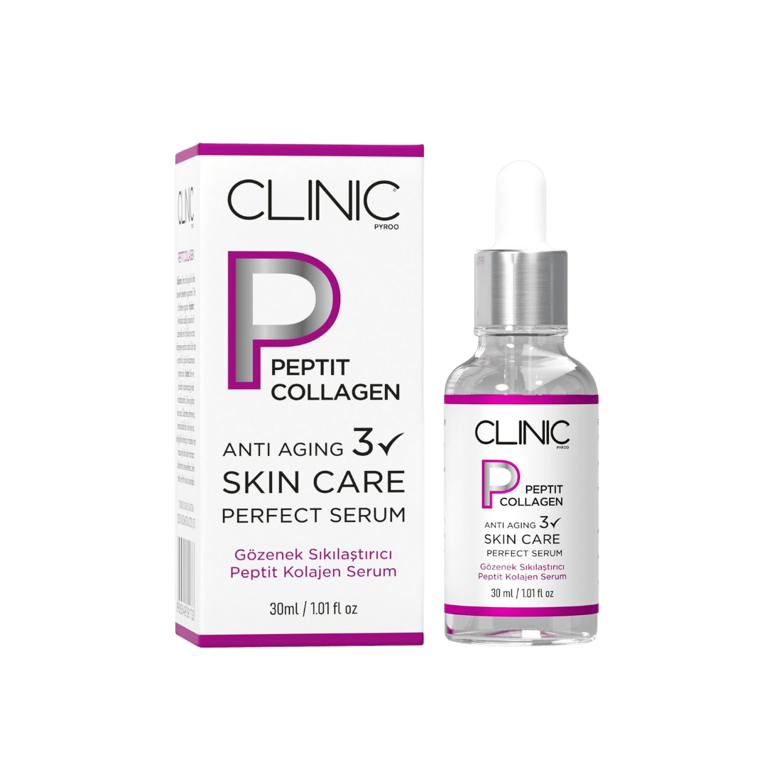 Clinic Peptit Collagen Serum 30ml, hyaluronik asit ve peptit collagen içeren yoğun nemlendirici yüz serumu