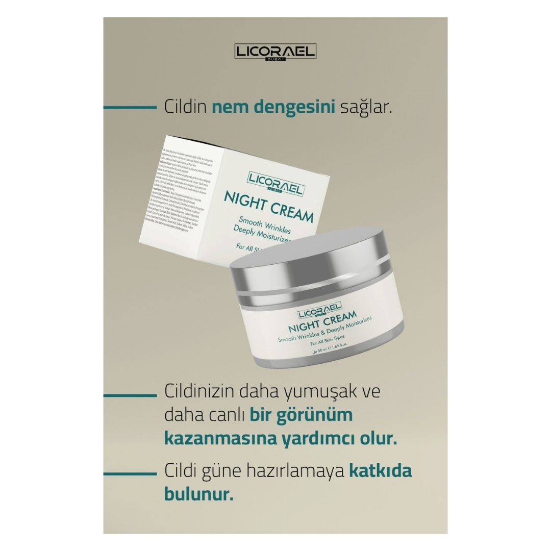 Licorael Dubai Gece Bakım Kremi 50ml. Cilt Yenileyici 