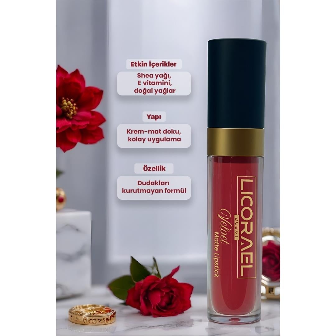 Licorael Dubai Matte Lipstick 8ml. No:03 Velvet