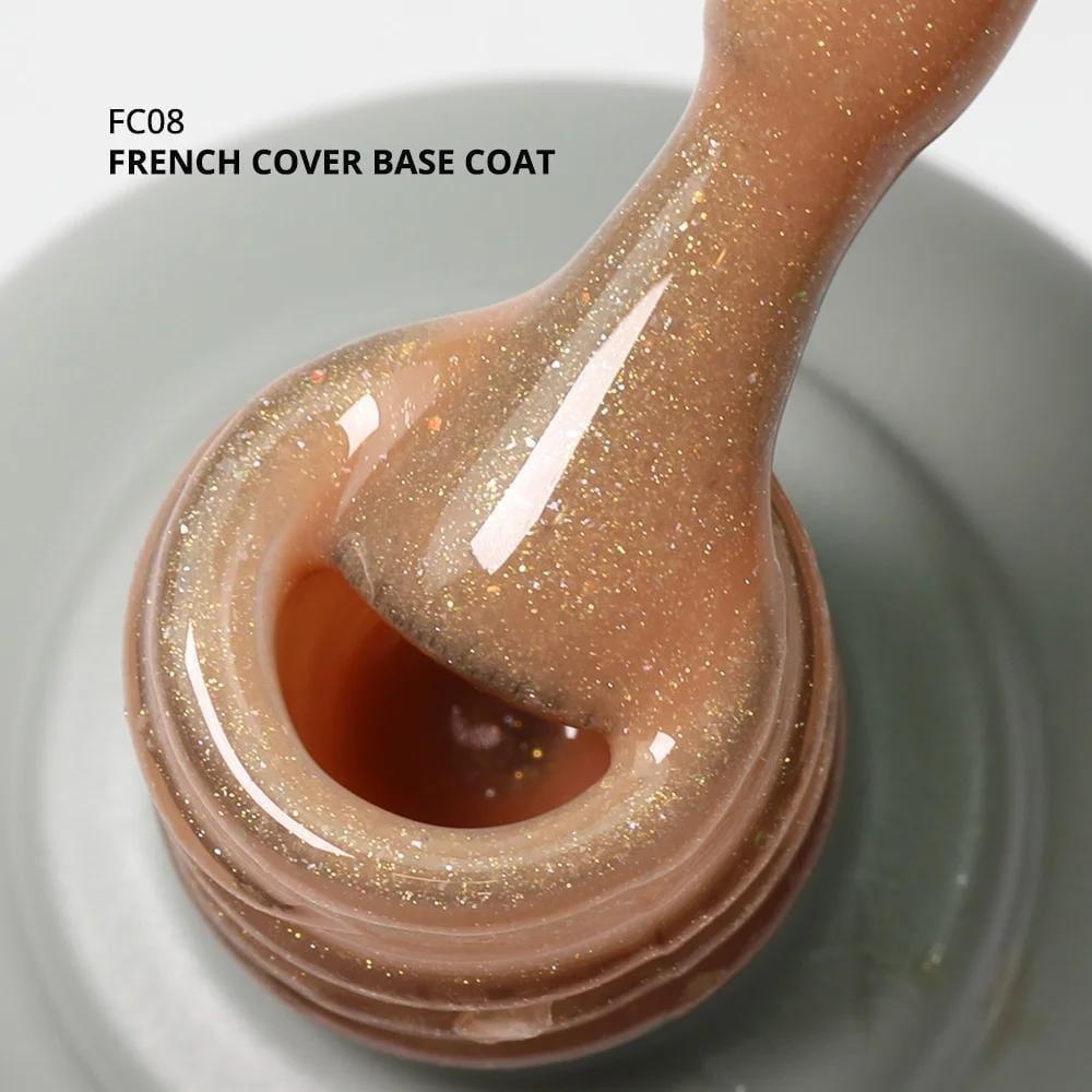 Momo French Cover Rubber Base Coat 10ml. FC08 Altın Simli Açık Bronz