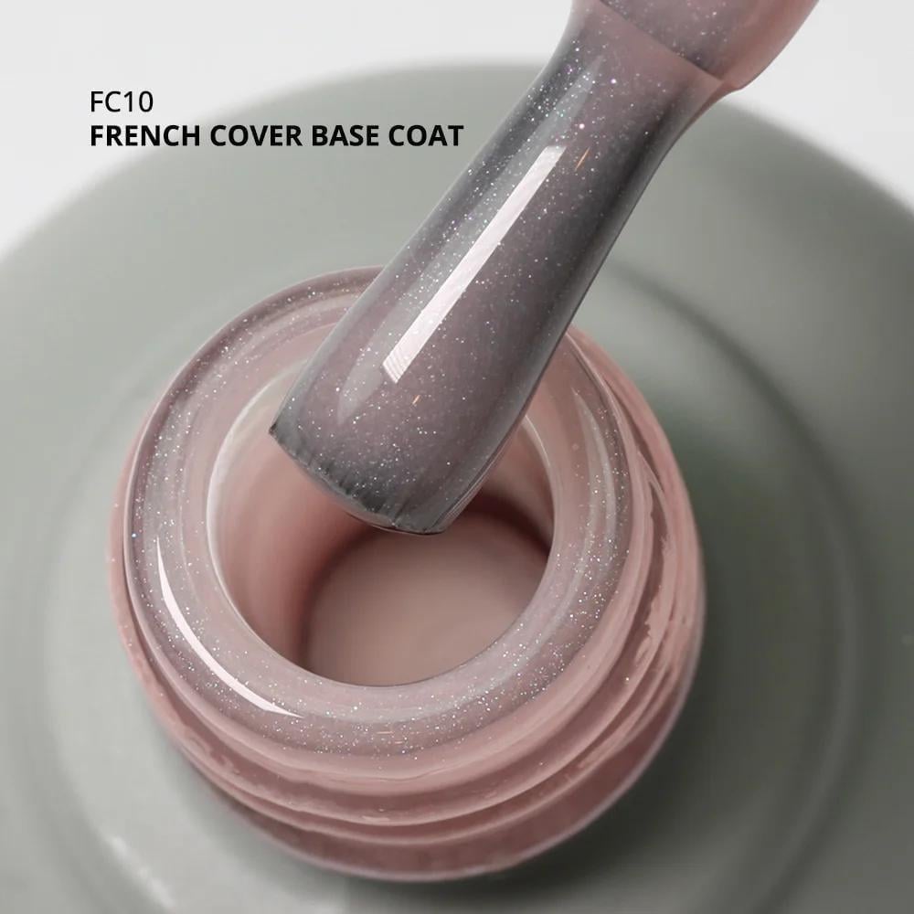 Momo French Cover Rubber Base Coat 10ml. FC10 Gümüş Simli Soft Pembe