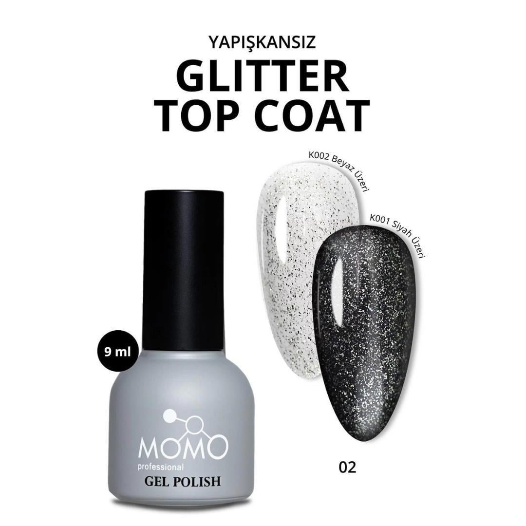 Momo Glitter Top Coat No-Wipe 9ml. GT02