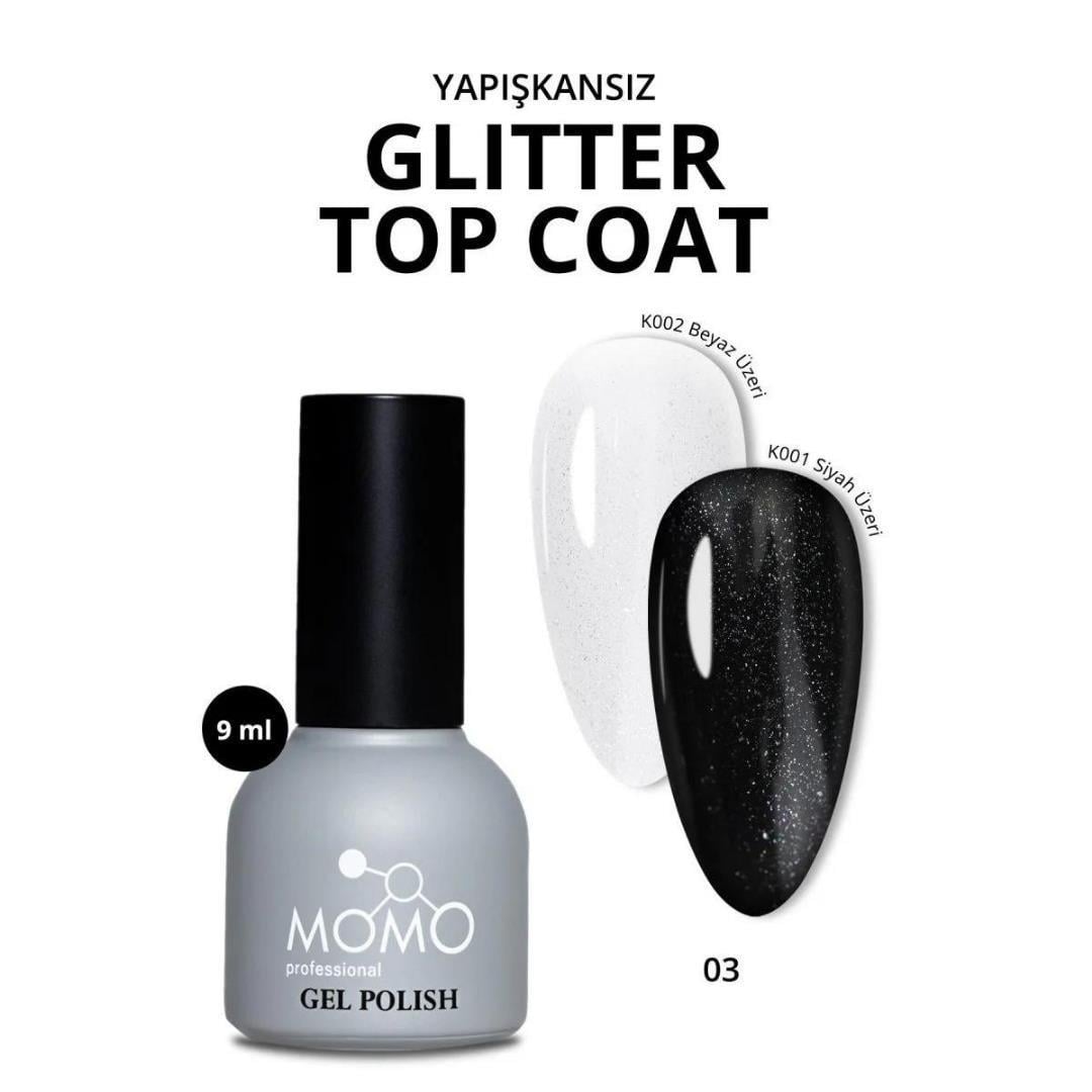 Momo Glitter Top Coat No-Wipe 9ml. GT03