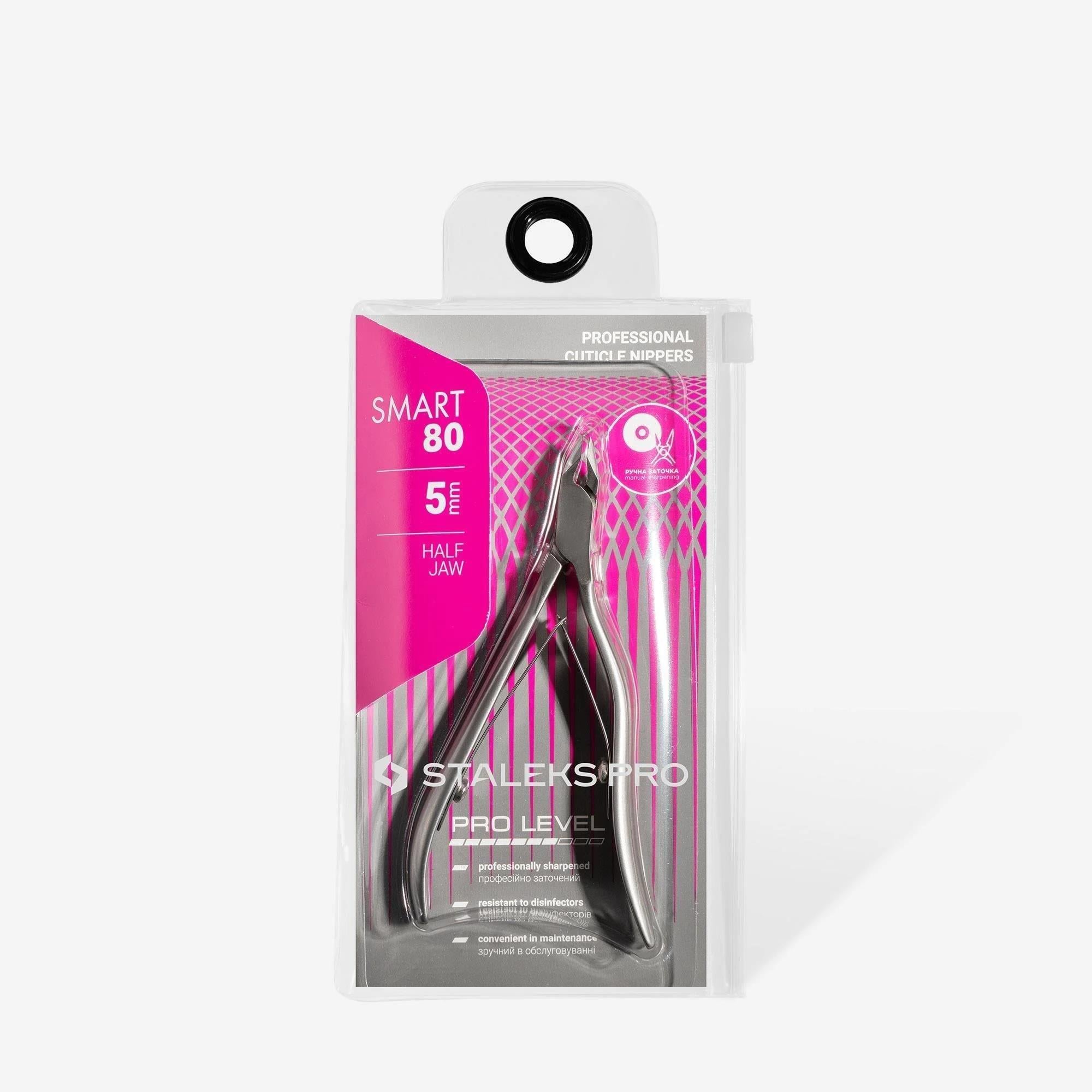 Staleks Pro Smart NS-80-5 tırnak eti pensi – 5 mm bıçak, eğri sap, paslanmaz çelik, profesyonel manikür ve pedikür