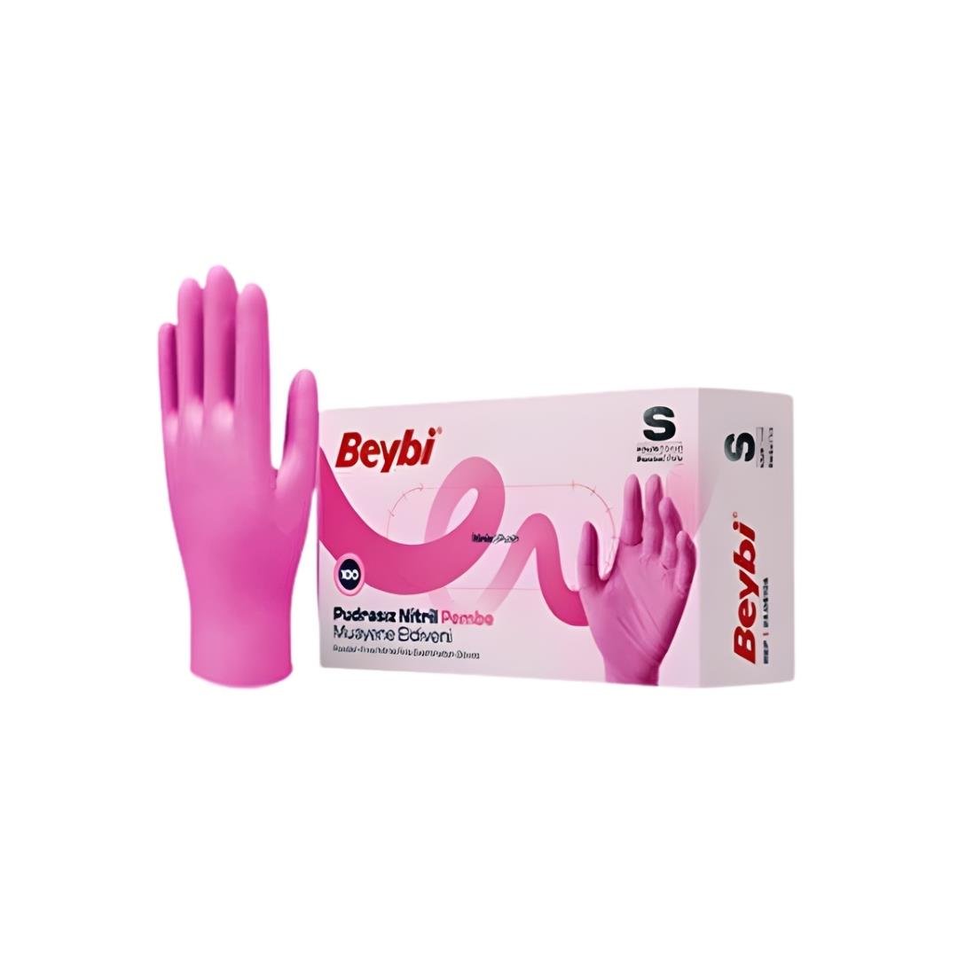 Sterilizasyon & Hijyen ÜrünleriBeybiBeybi Pudrası Nitril Eldiven 100'lü Pembe S