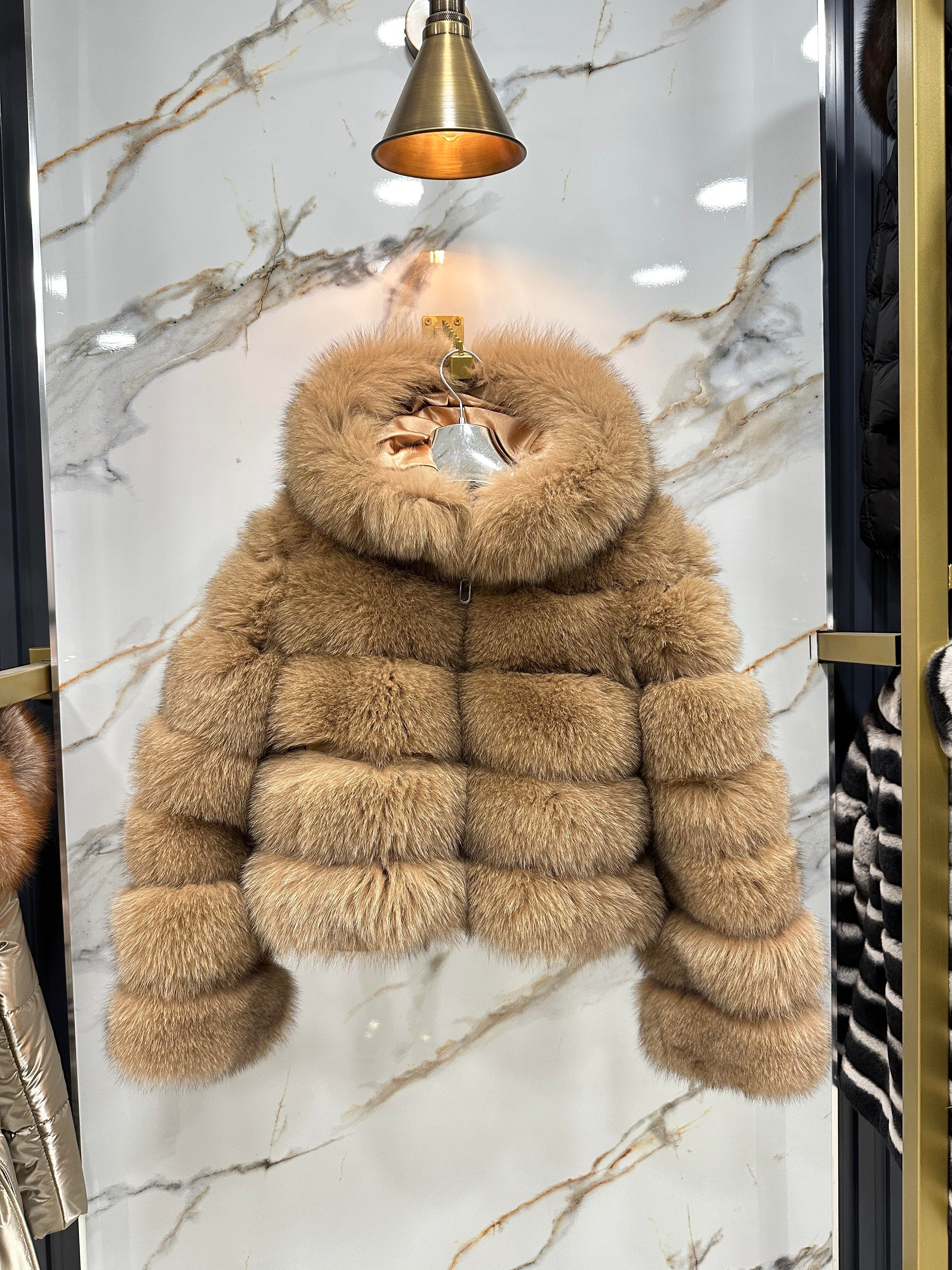 Camel Kürk Kapüşonlu Ceket