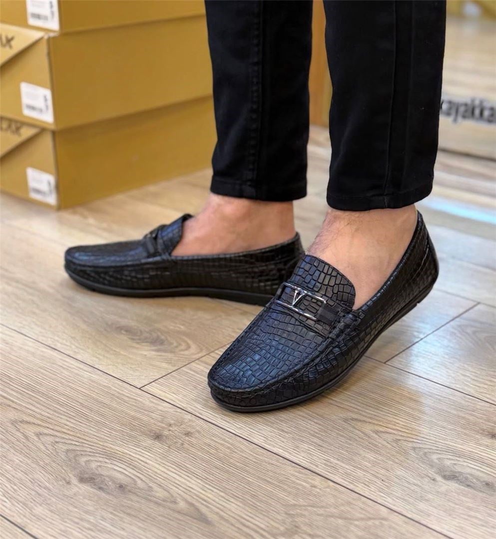 Hakiki Deri Baskılı Günlük Loafer Ayakkabı 