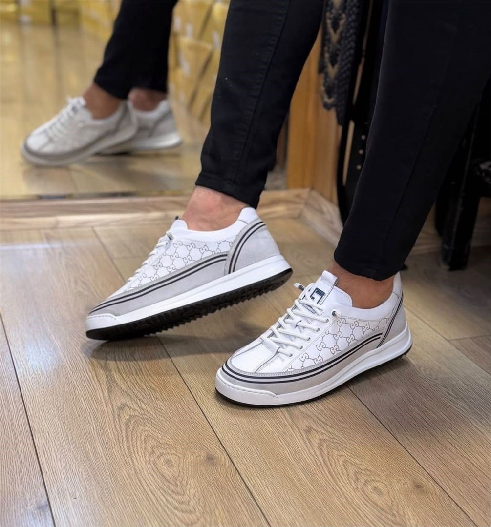 Tasarım Harikası Hakiki Deri Lastik Bağcıklı Sneakers 