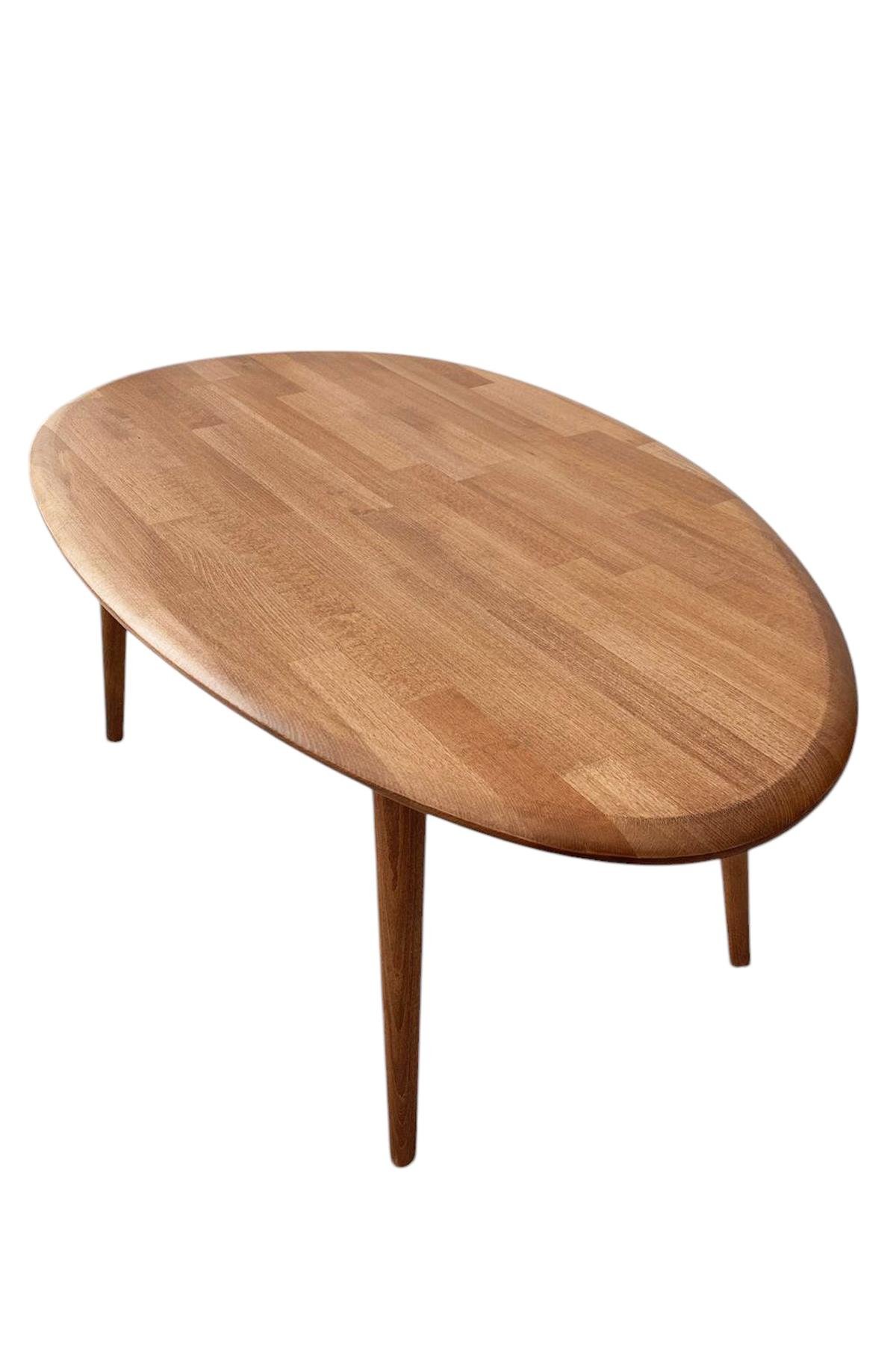 Fawdecor Asimetrik Masif Ahşap Modern İskandinav Oval Kestane Orta Sehpa
