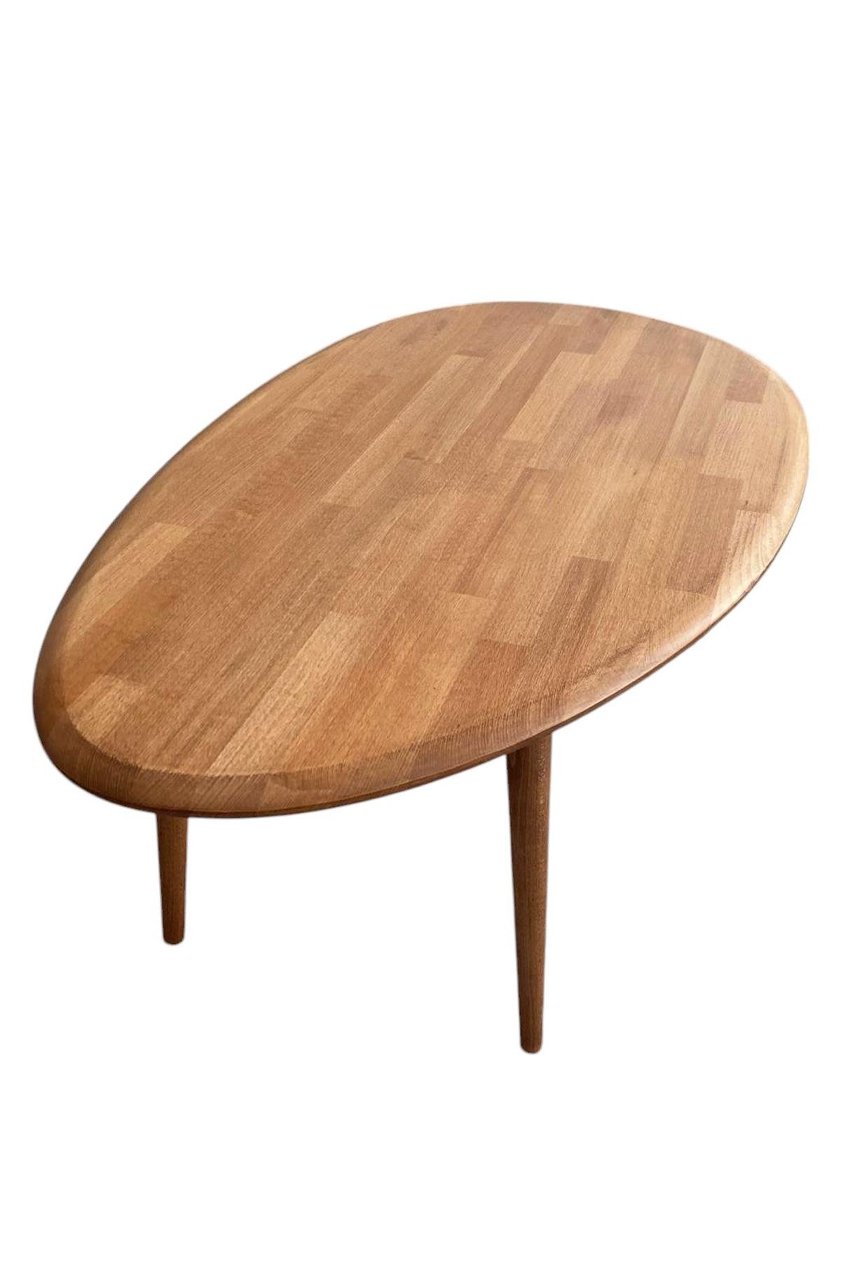 Fawdecor Asimetrik Masif Ahşap Modern İskandinav Oval Kestane Orta Sehpa