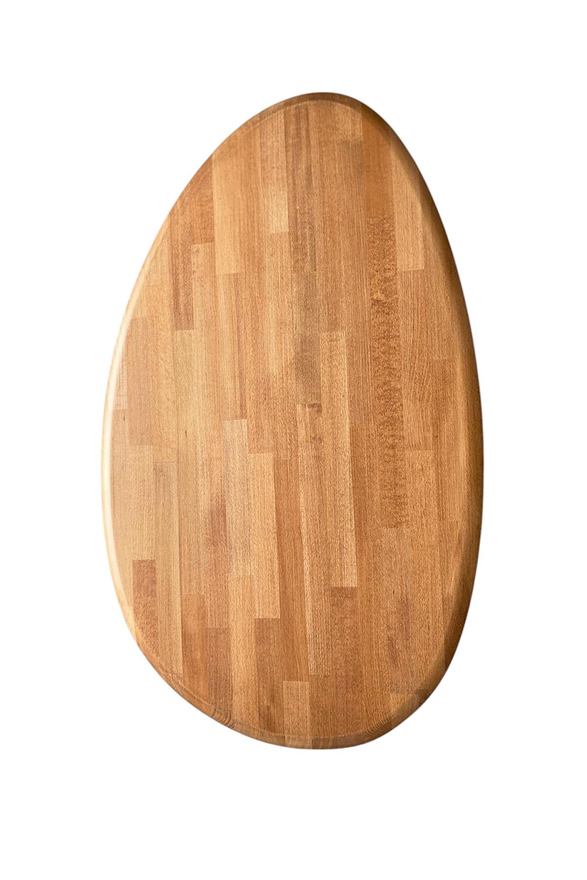 Fawdecor Asimetrik Masif Ahşap Modern İskandinav Oval Kestane Orta Sehpa