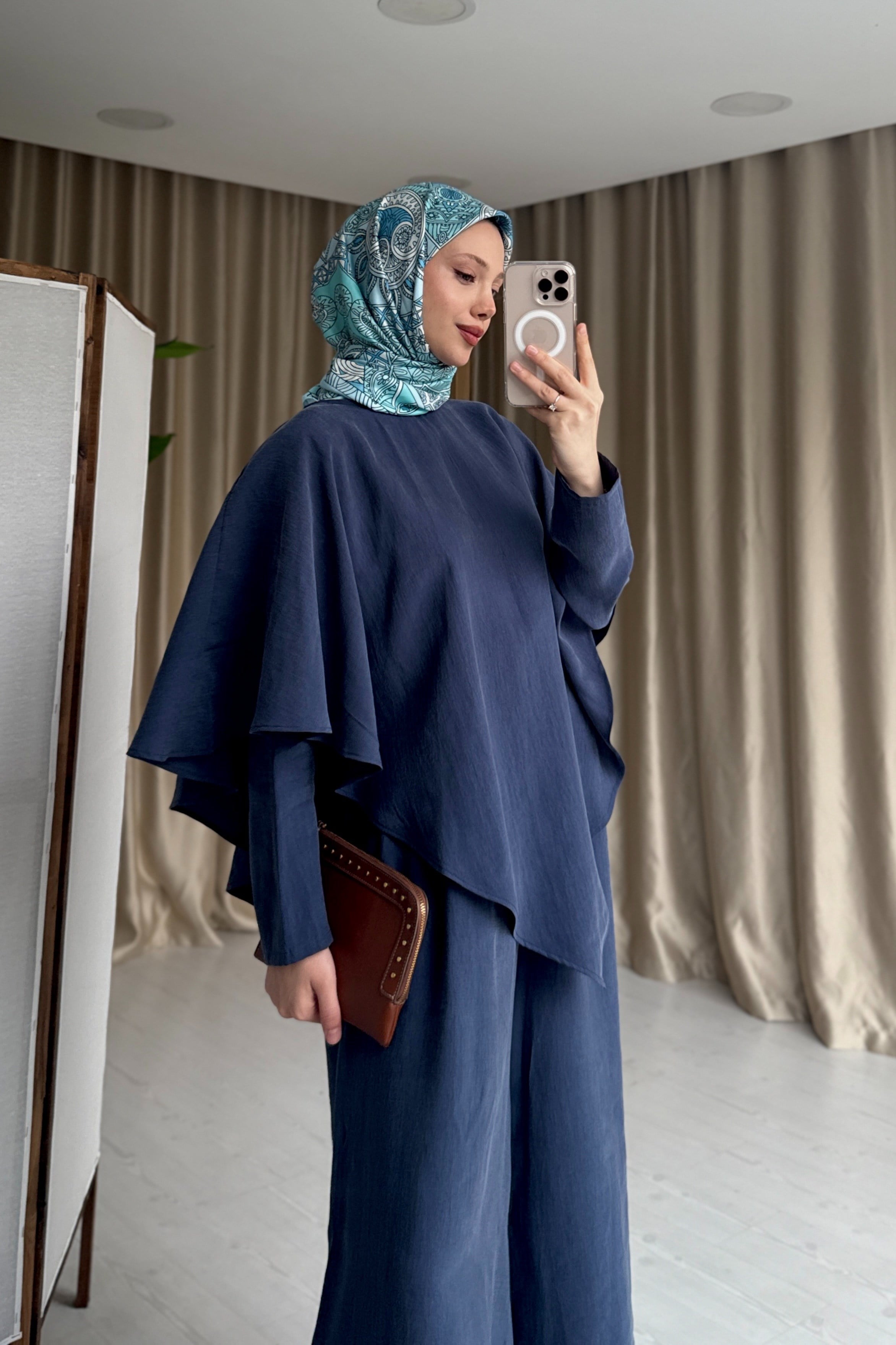 ASİMETRİK KESİM 3'LÜ SET - İNDİGO