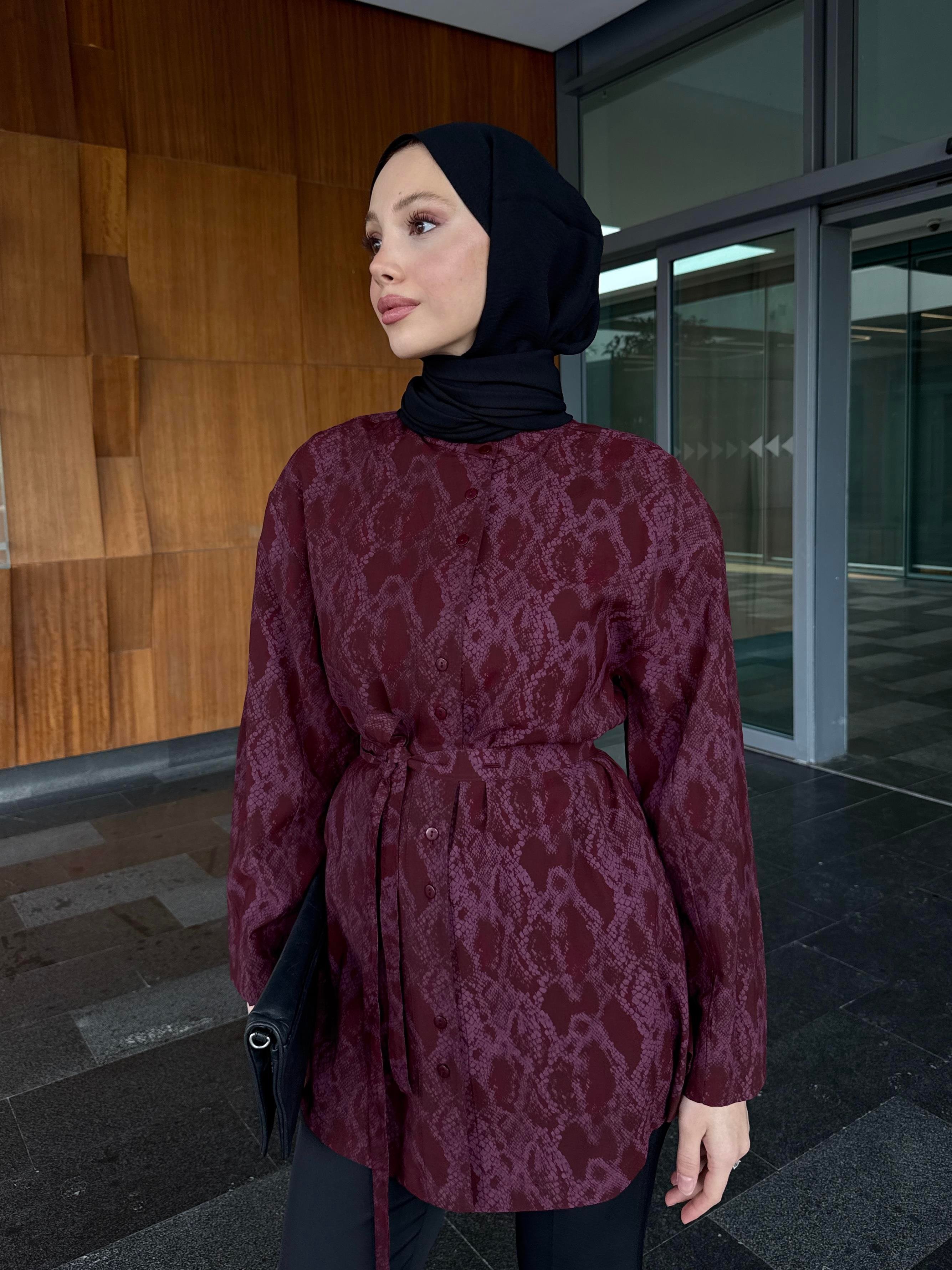 DESENLİ GÖMLEK - BORDO