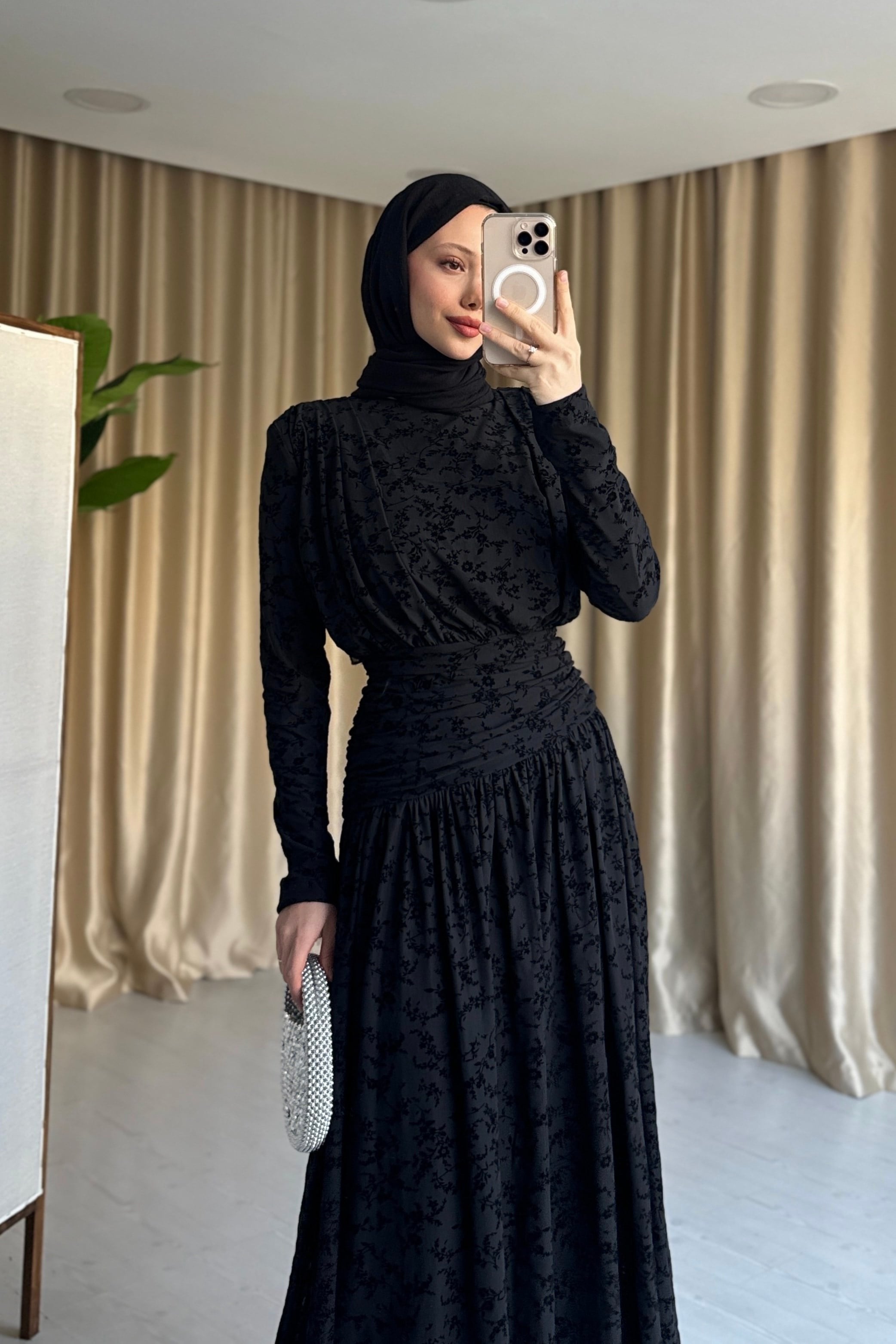 FERY BEL DETAYLI ELBİSE - SİYAH