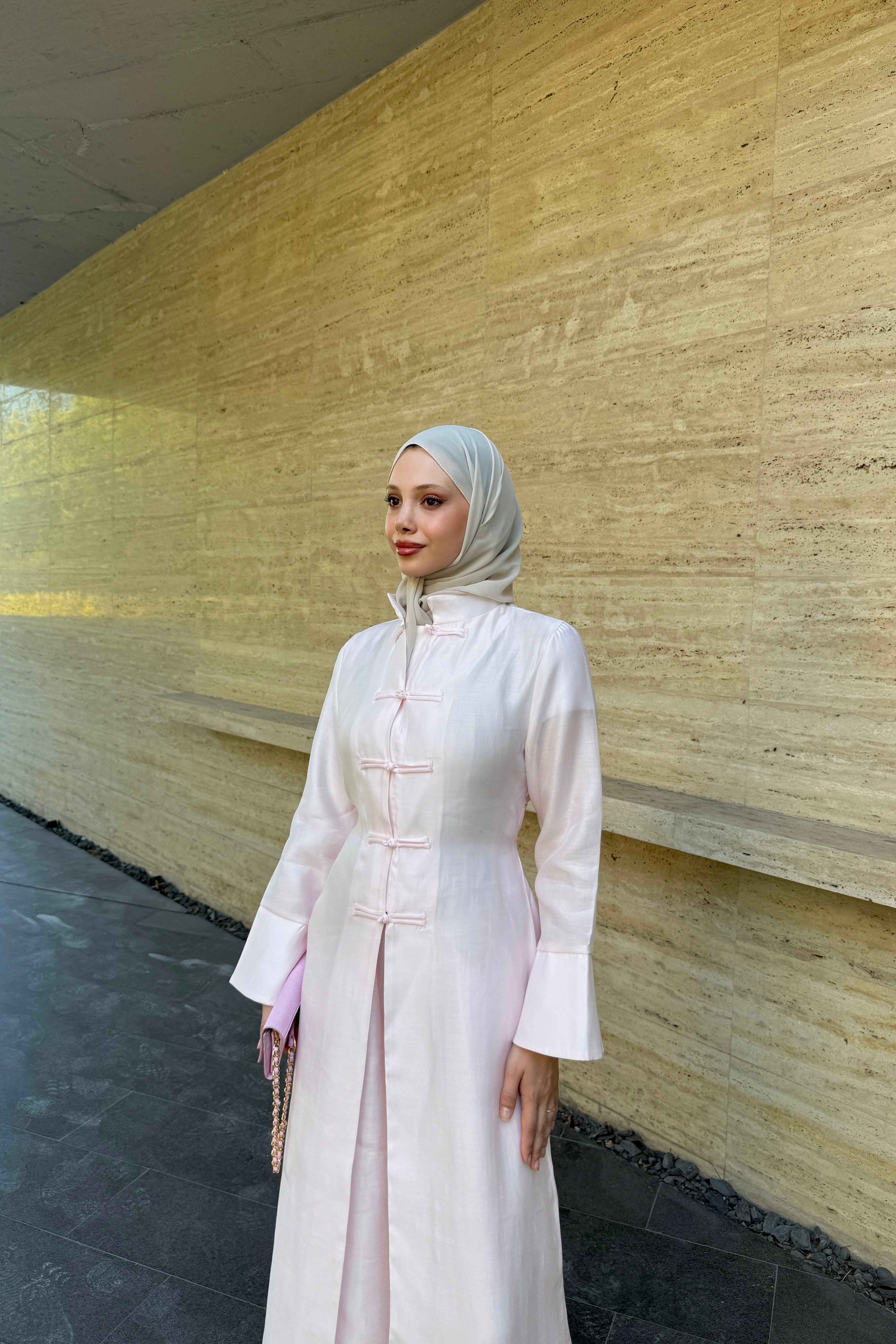 MANDARİN YAKA TAKIM - PEMBE