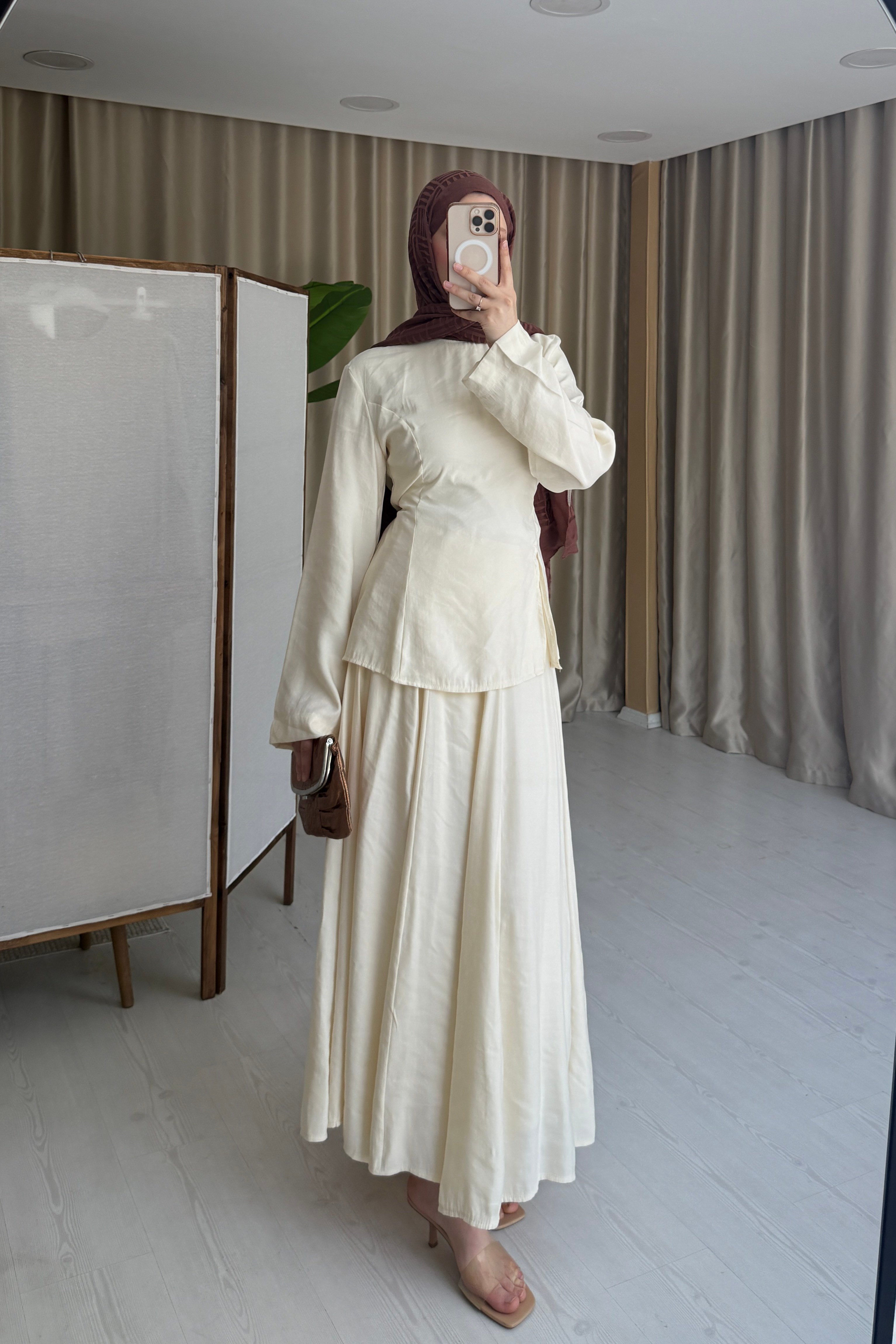 PEPLUM ETEKLİ TAKIM - KREM