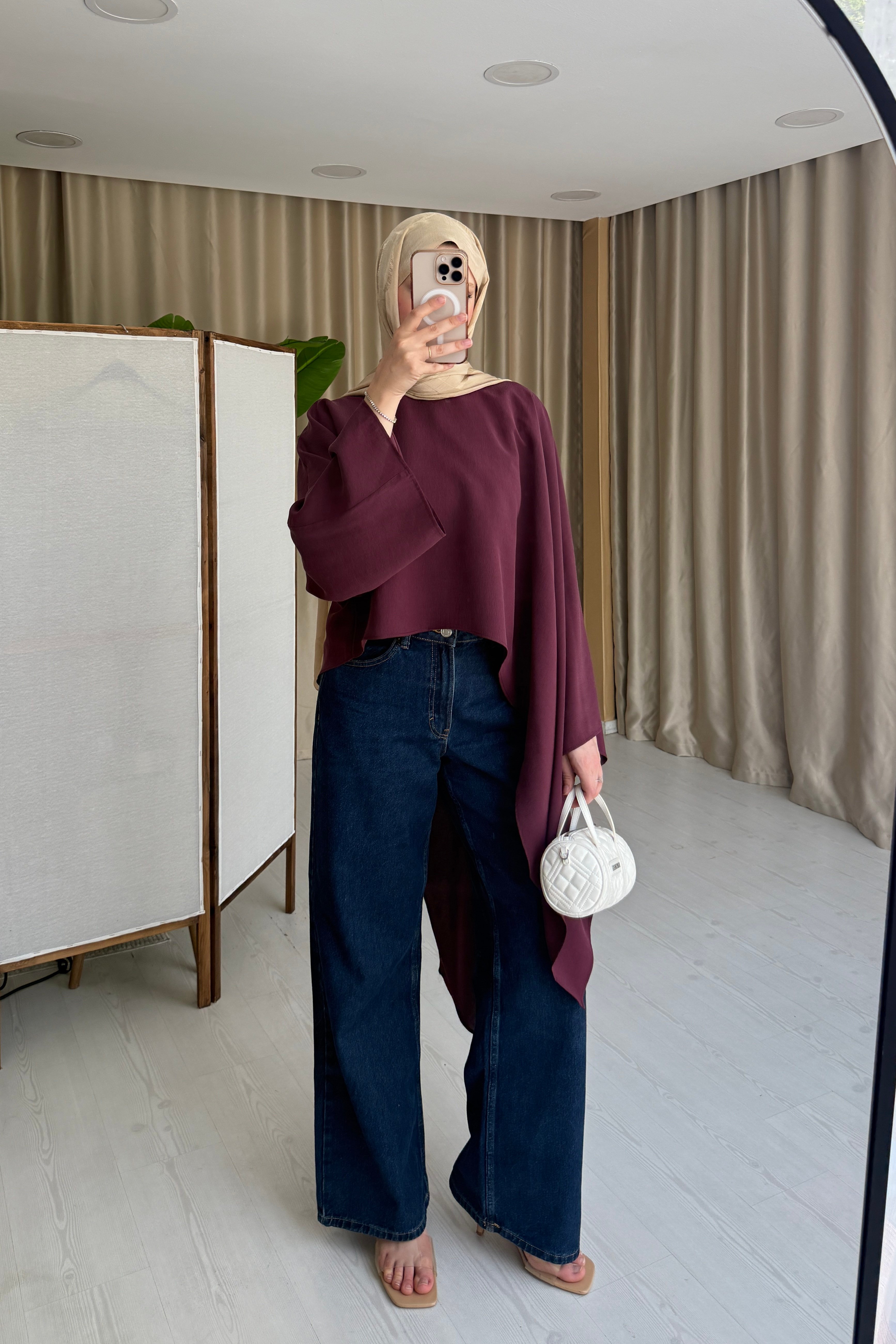 PİNTEREST ASİMETRİK BLUZ - BORDO