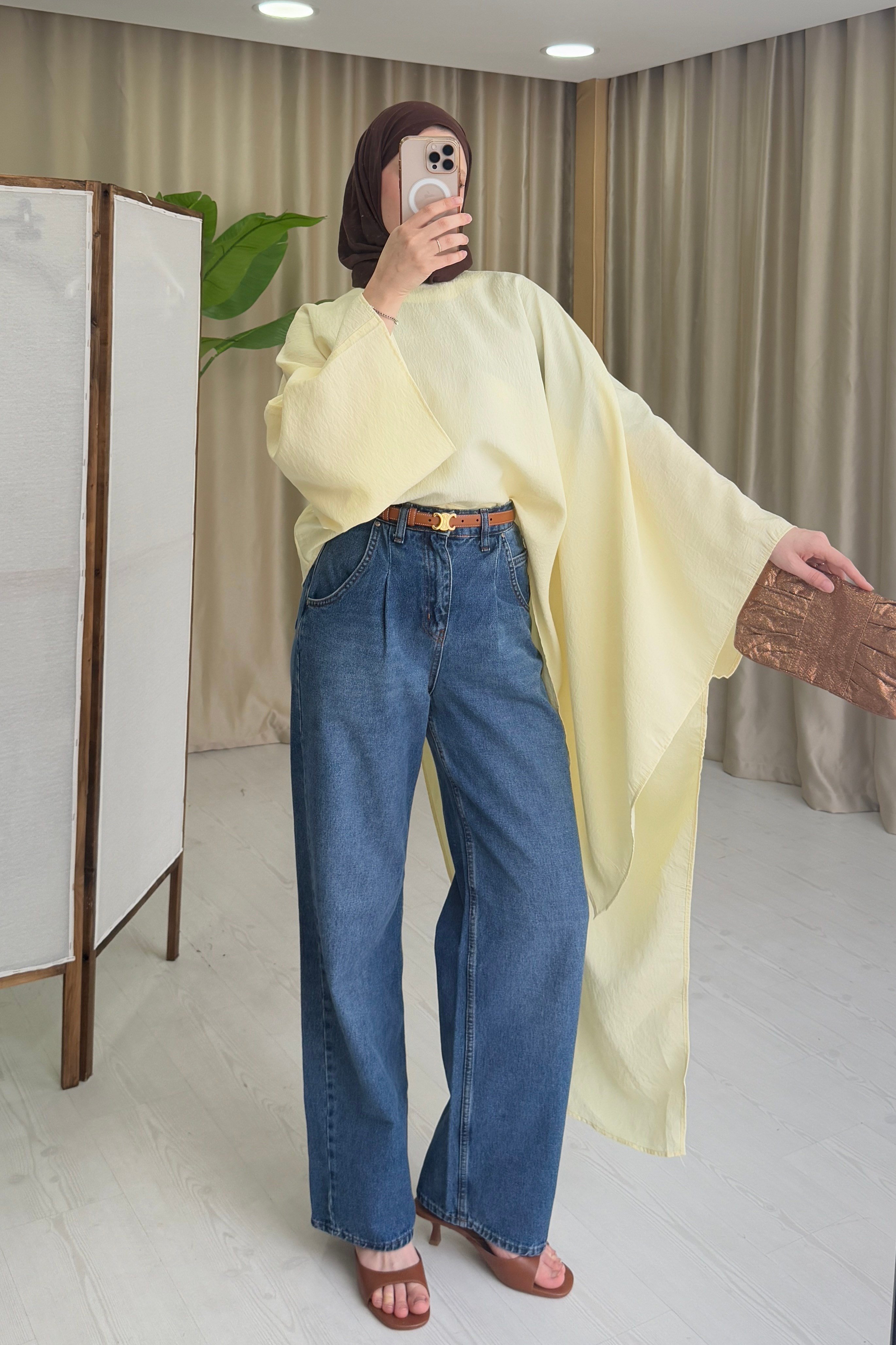PİNTEREST ASİMETRİK BLUZ - SOFT SARI