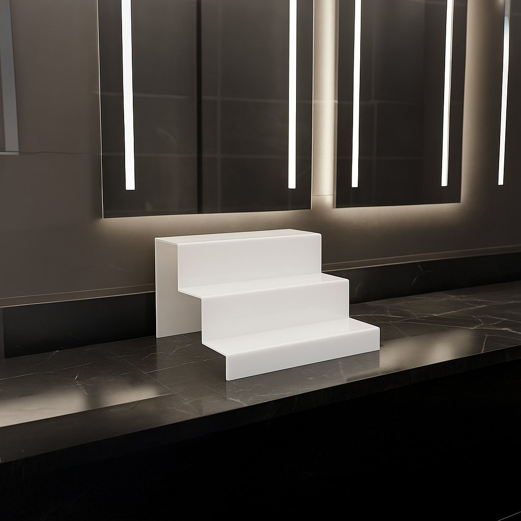 3 Katlı Pleksi Düzenleyici Stand – Banyo Kullanımı İçin Çok Amaçlı Organizer – Beyaz Renk