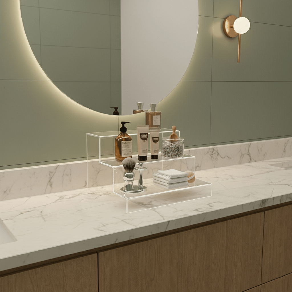 3 Katlı Pleksi Düzenleyici Stand – Banyo Kullanımı İçin Çok Amaçlı Organizer - Şeffaf