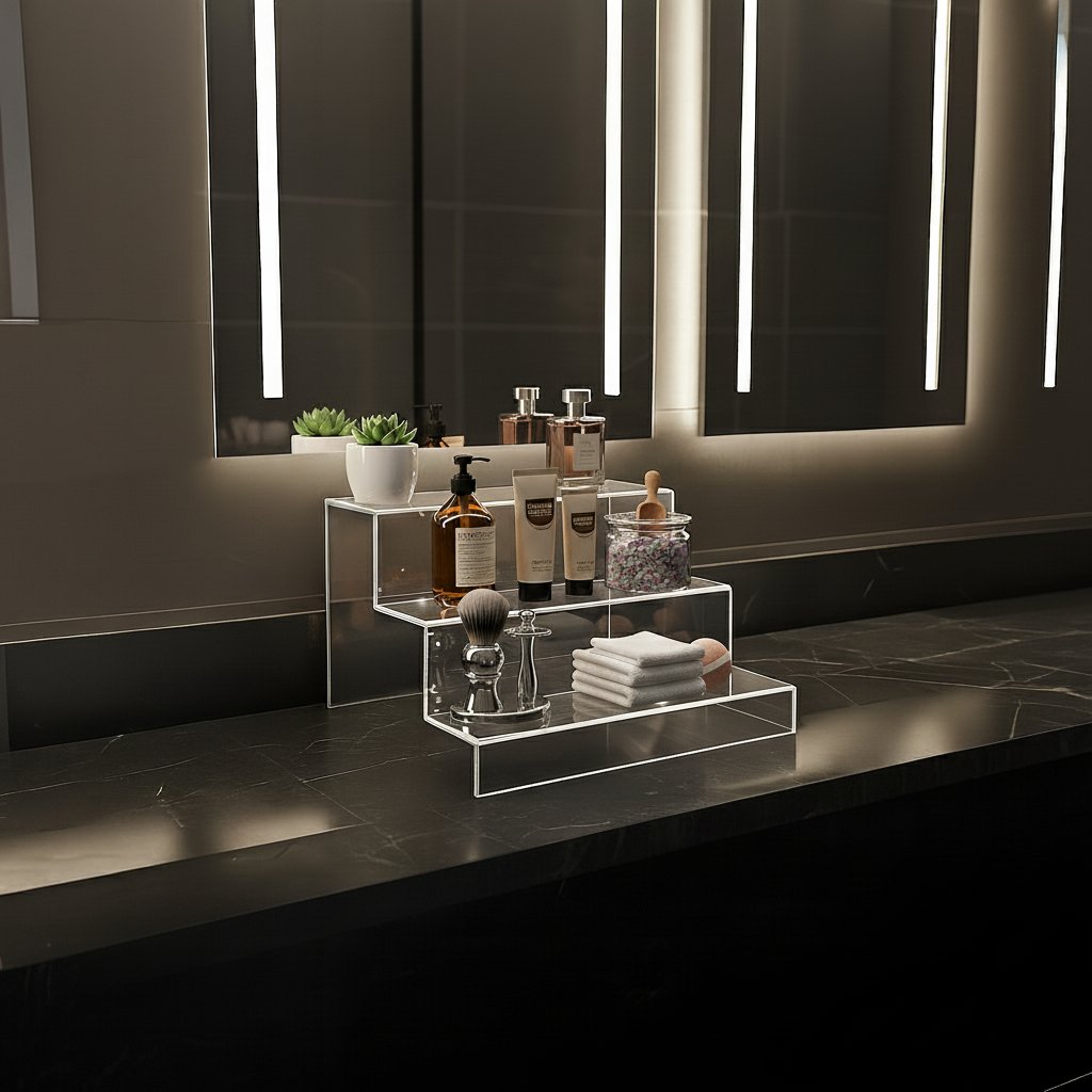 3 Katlı Pleksi Düzenleyici Stand – Banyo Kullanımı İçin Çok Amaçlı Organizer - Şeffaf