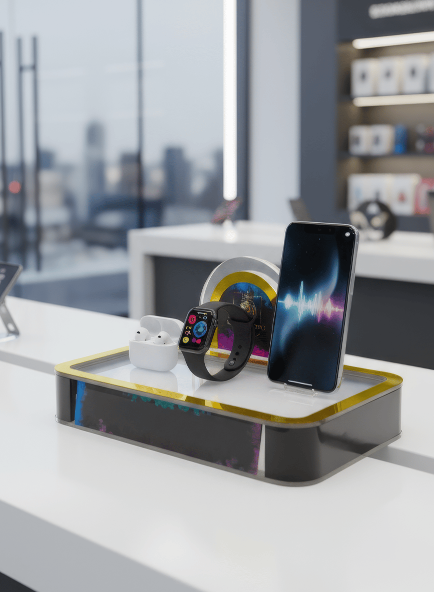 Gold Lüks Marka Teşhir Yükselticisi I Işıklı Platformlu Kemer Panelli Stand