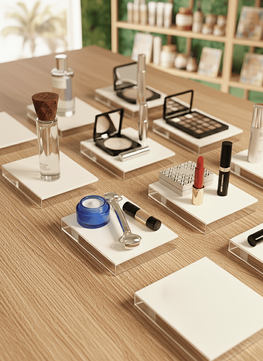Kozmetik Pleksi Blok – Modern & Minimal Ürün Sergileme Bloğu