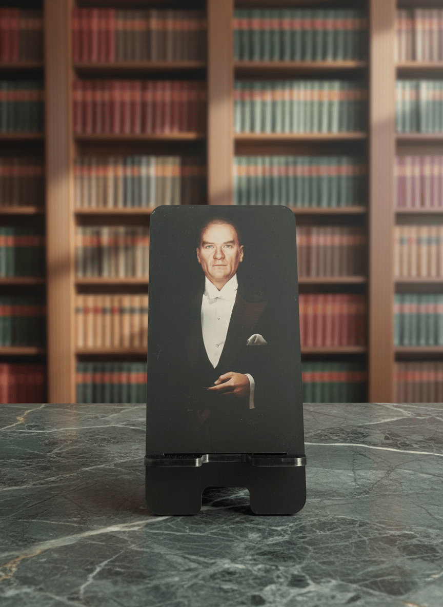 Pleksi Masaüstü Cep Telefonu Tutucu - ATATÜRK Serisi Standora Tasarım